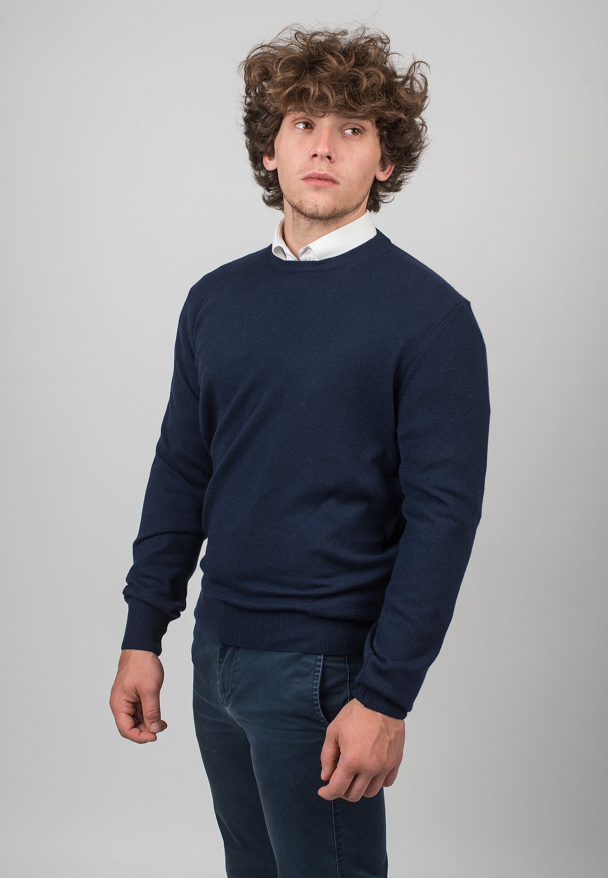 Girocollo Uomo 100% Cashmere, colore Blu, vista 2 | Dalle Piane Cashmere