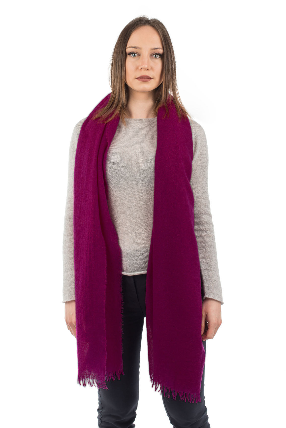 Pashmina femme 100 % cachemire, coloris Fuchsia | Dalle Piane Cashmere