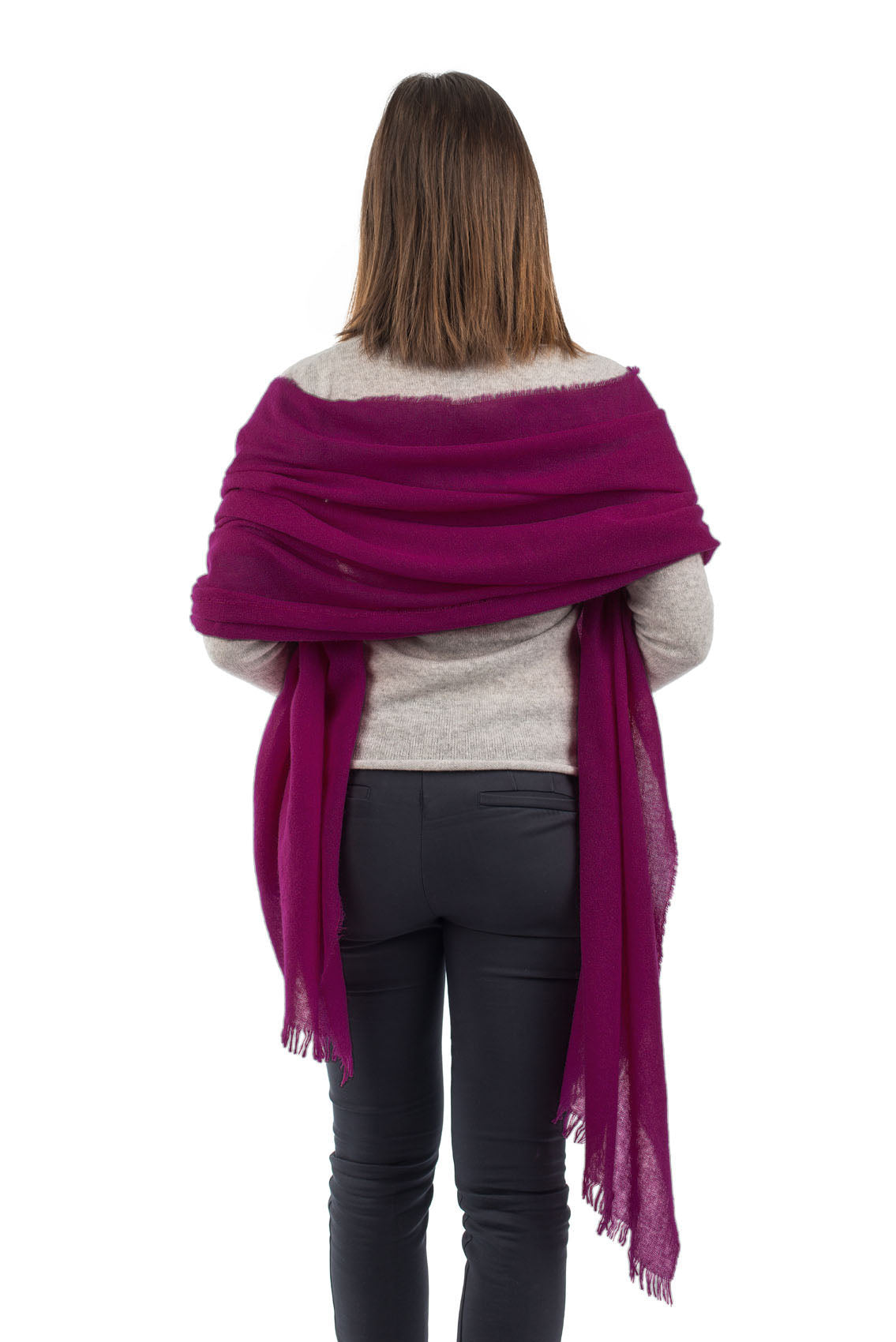 Pashmina femme 100 % cachemire, coloris Fuchsia, vue 3 | Dalle Piane Cashmere