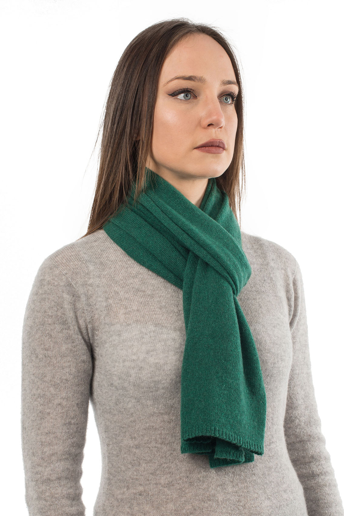 Écharpe mixte 100 % cachemire, coloris Vert, vue 2 | Dalle Piane Cashmere