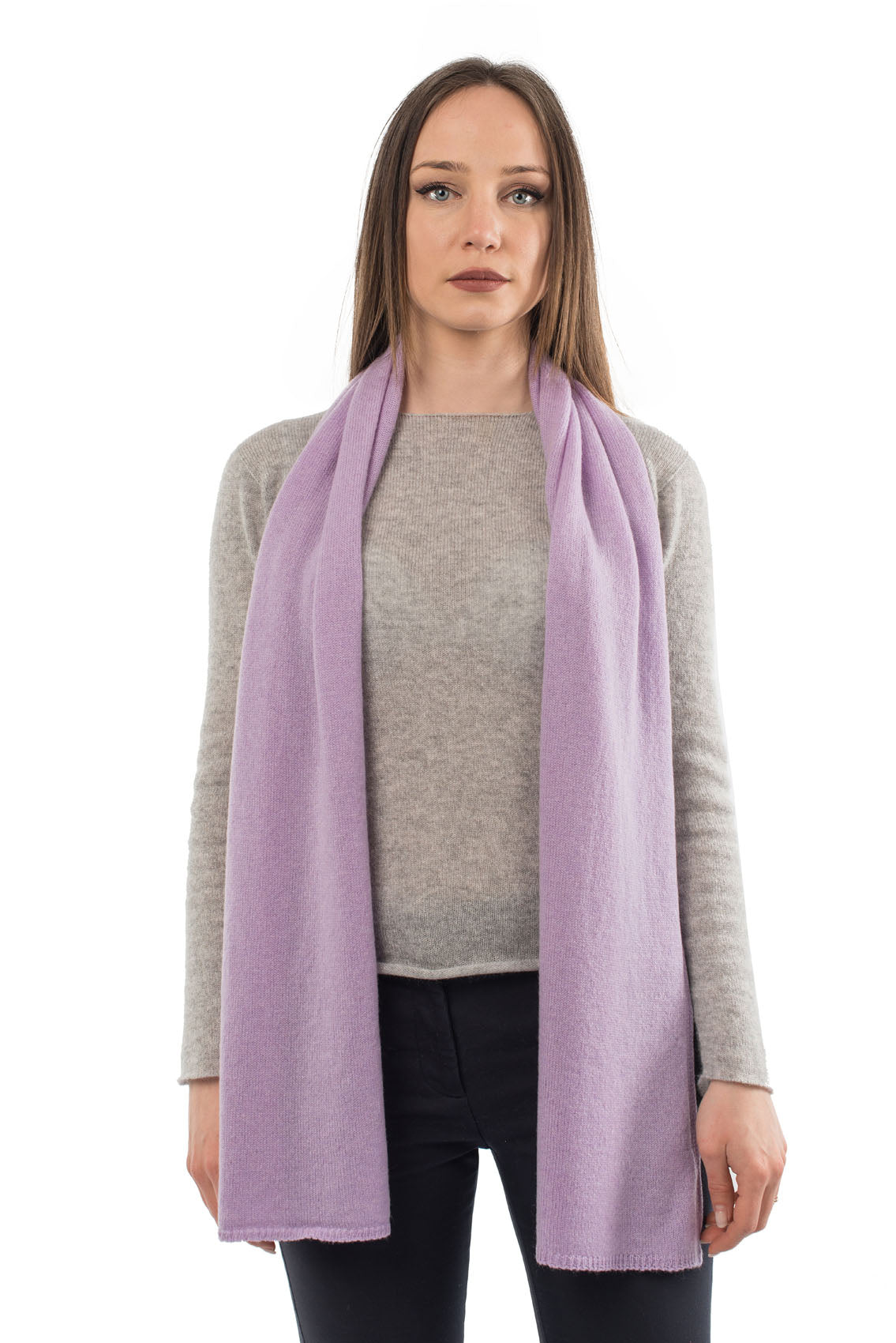 Écharpe mixte 100 % cachemire, coloris Lilas | Dalle Piane Cashmere