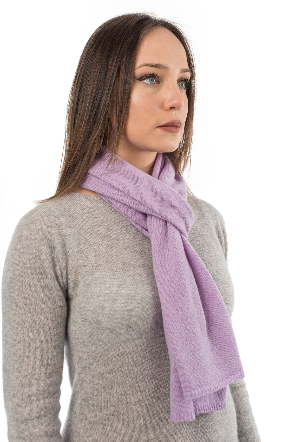 Écharpe mixte 100 % cachemire, coloris Lilas, vue 2 | Dalle Piane Cashmere