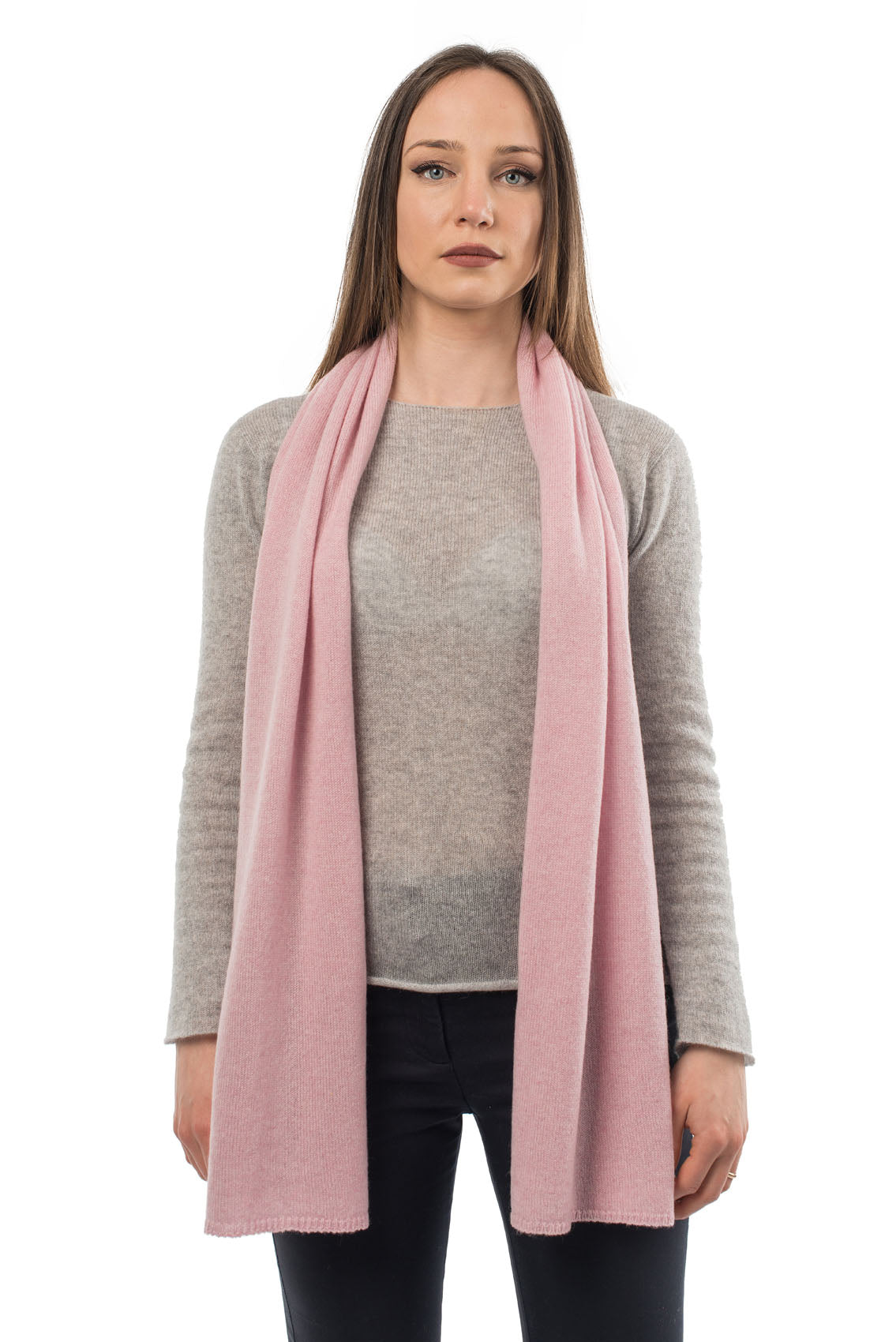 Écharpe mixte 100 % cachemire, coloris Rose | Dalle Piane Cashmere