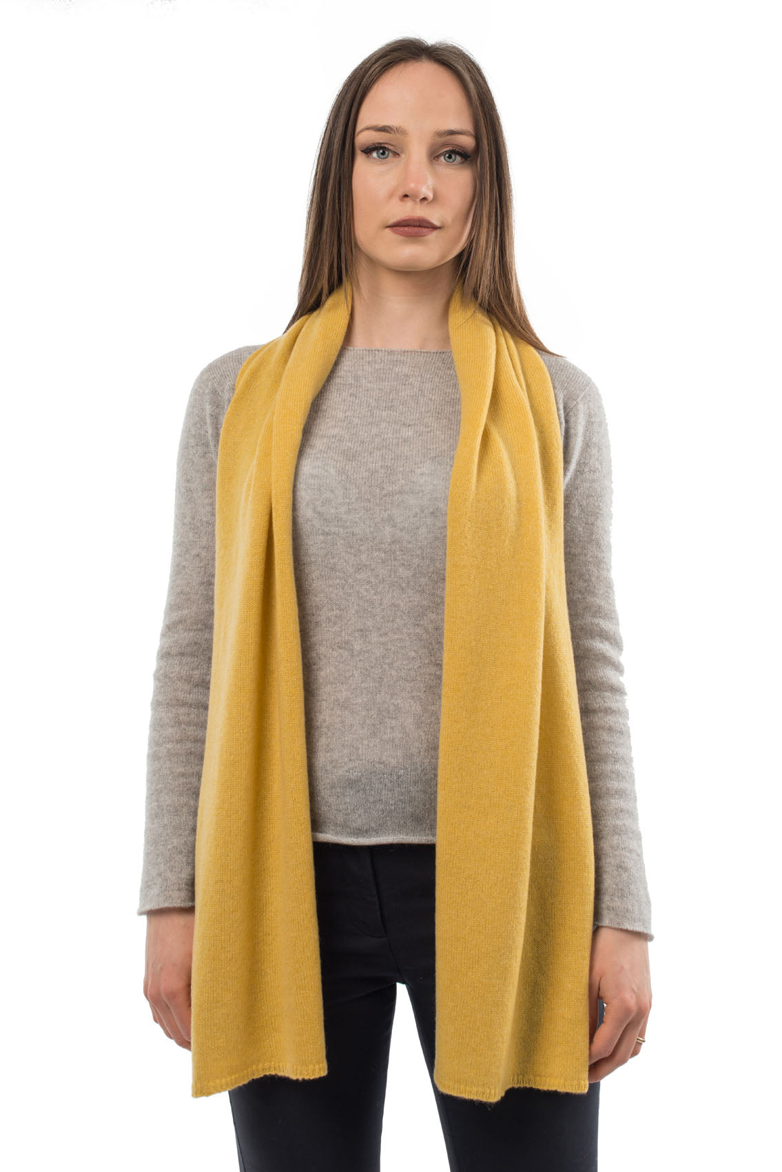 Écharpe mixte 100 % cachemire, coloris Jaune | Dalle Piane Cashmere