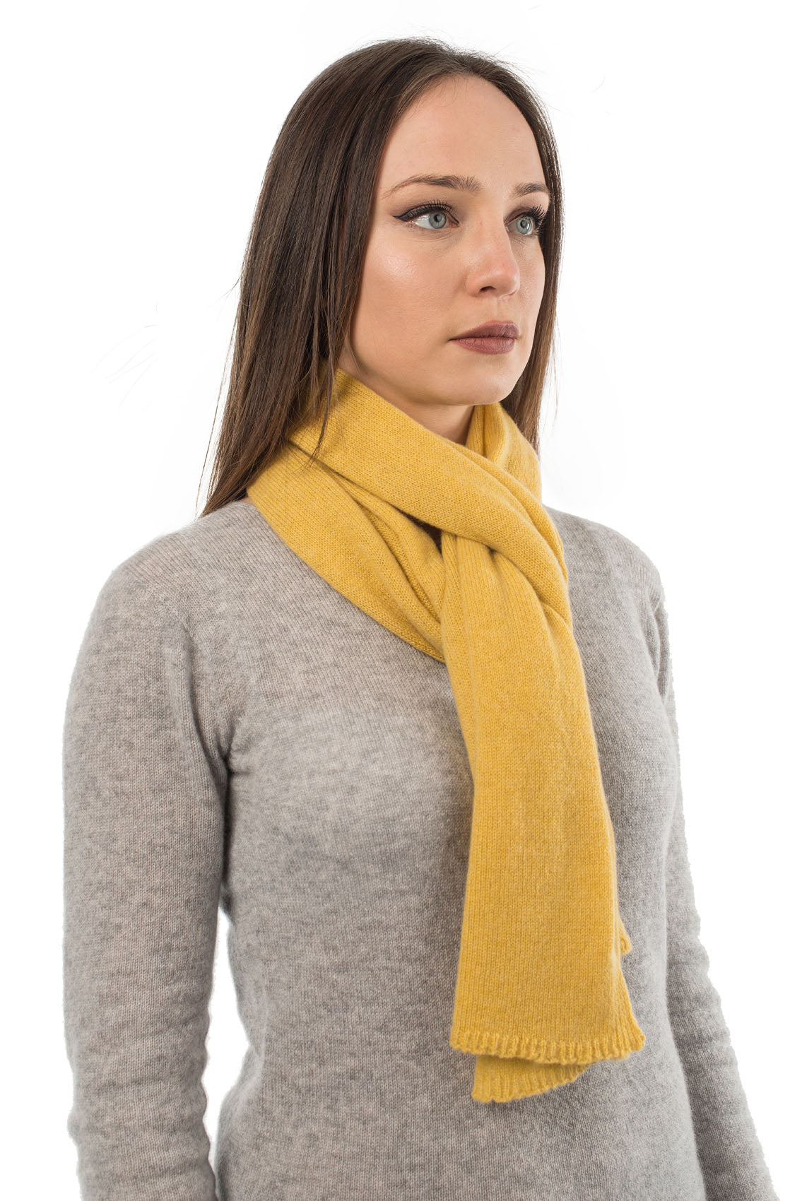 Écharpe mixte 100 % cachemire, coloris Jaune, vue 2 | Dalle Piane Cashmere