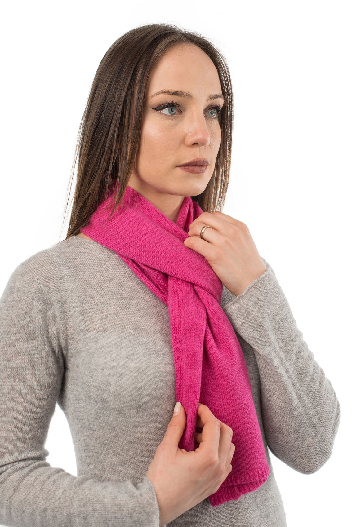 Écharpe mixte 100 % cachemire, coloris Fuchsia, vue 3 | Dalle Piane Cashmere
