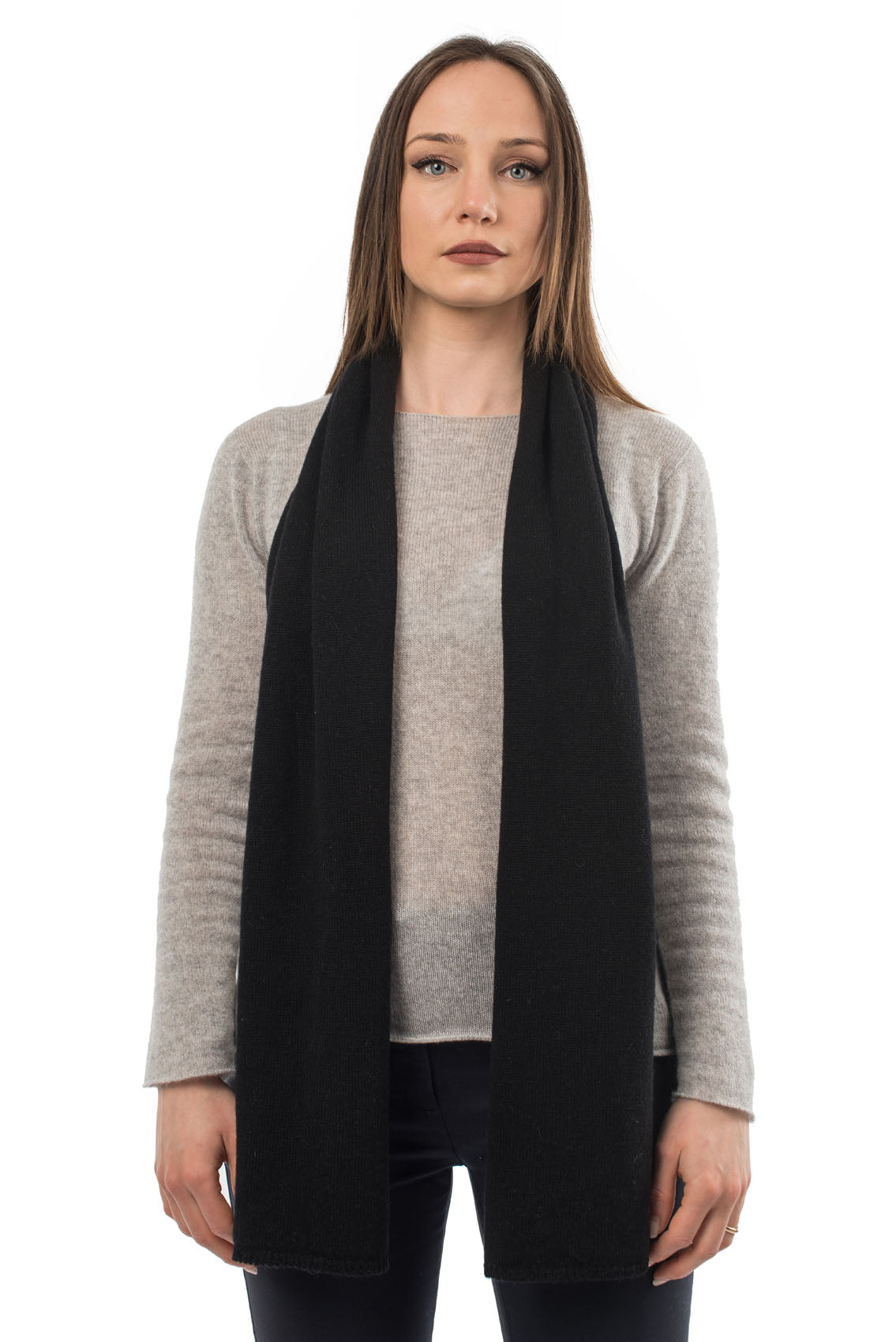 Écharpe mixte 100 % cachemire, coloris Noir | Dalle Piane Cashmere