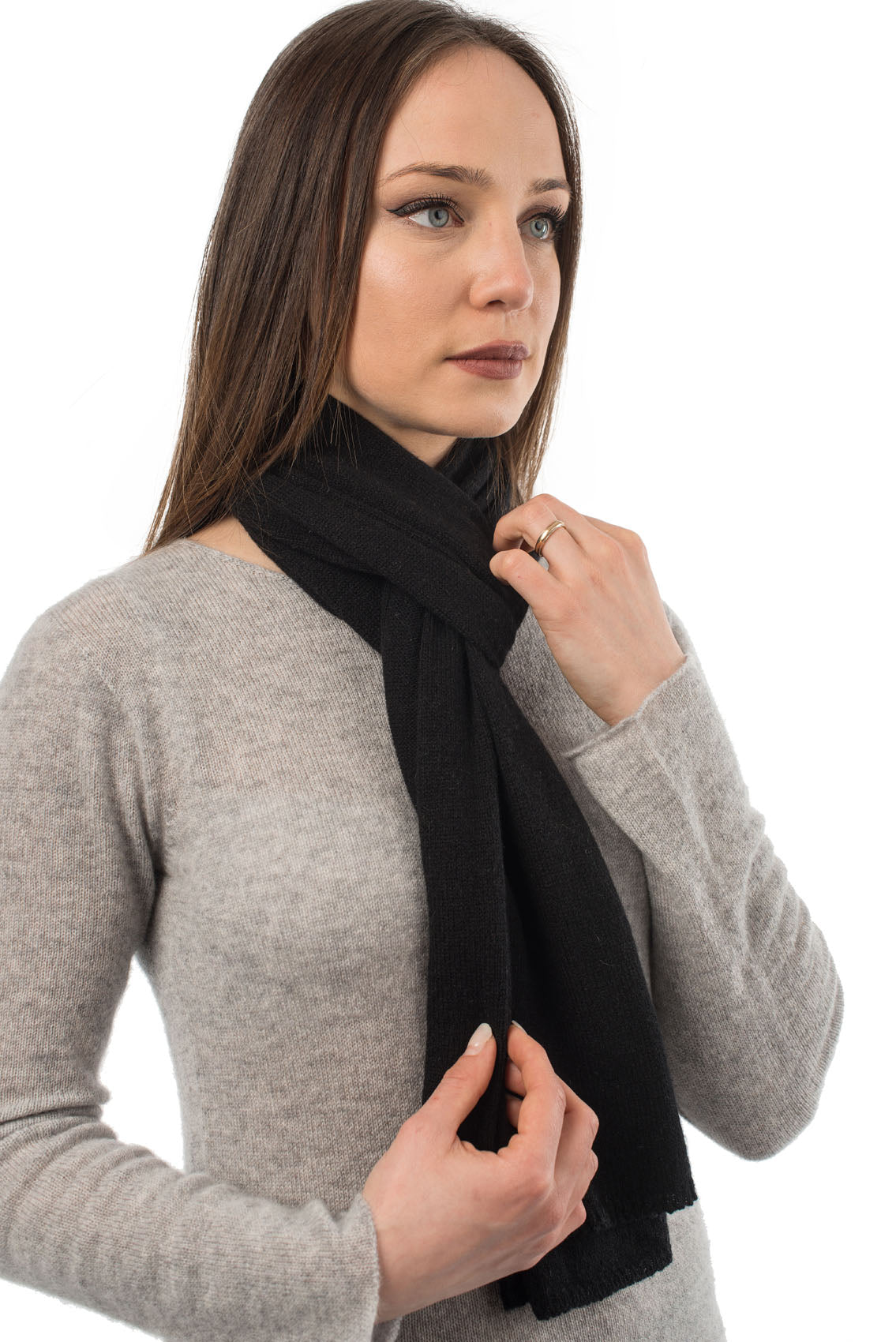 Écharpe mixte 100 % cachemire, coloris Bleu, vue 3 | Dalle Piane Cashmere