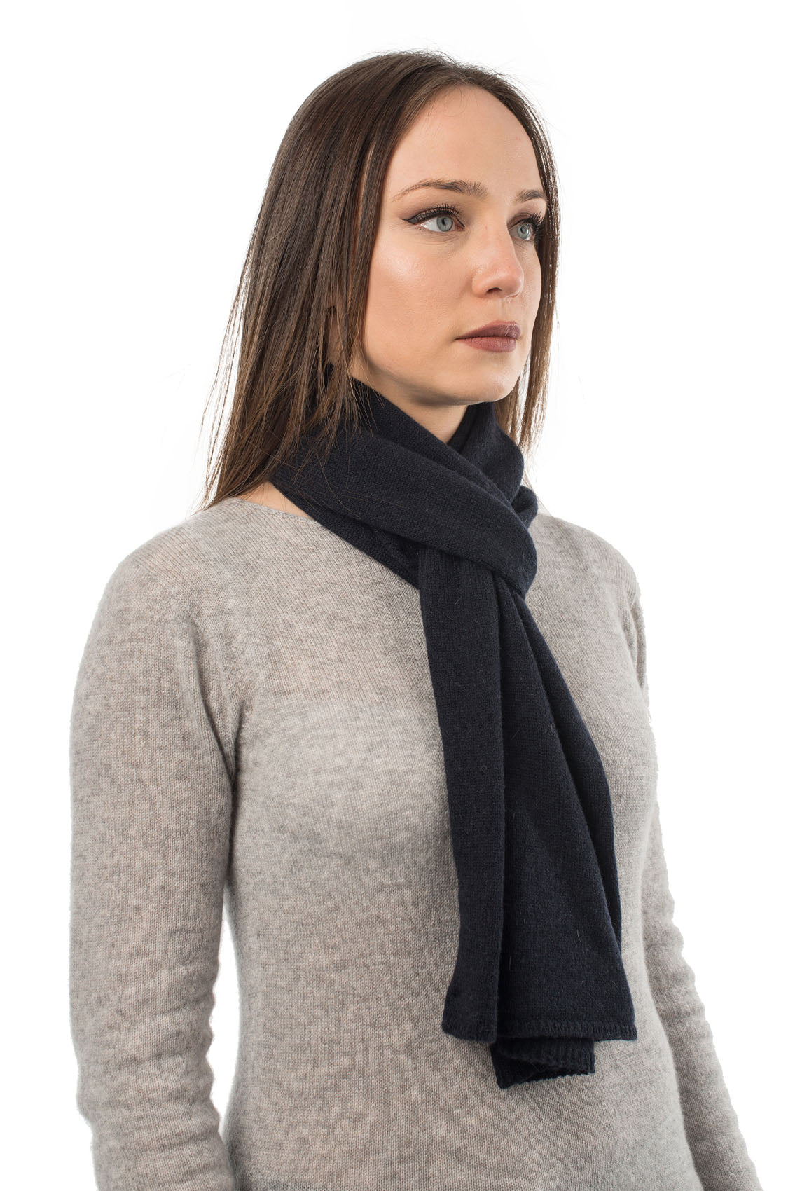 Écharpe mixte 100 % cachemire, coloris Bleu, vue 2 | Dalle Piane Cashmere