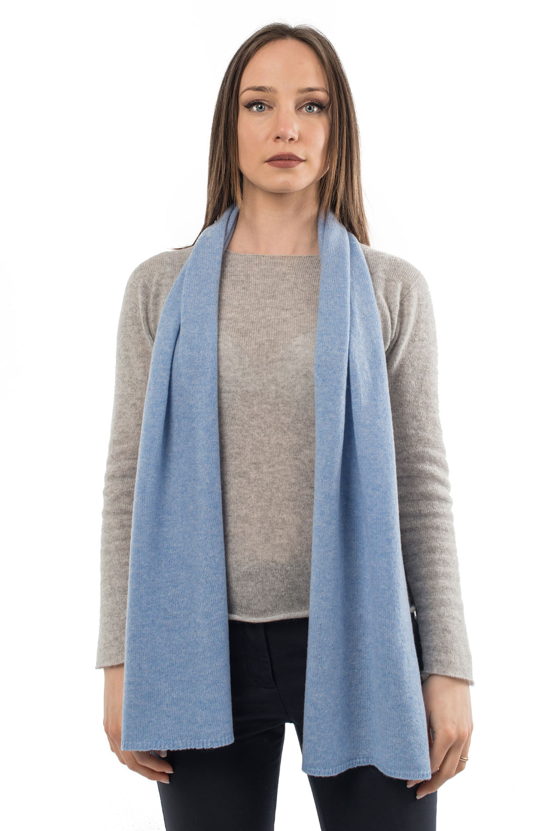 Écharpe mixte 100 % cachemire, coloris Ciel | Dalle Piane Cashmere