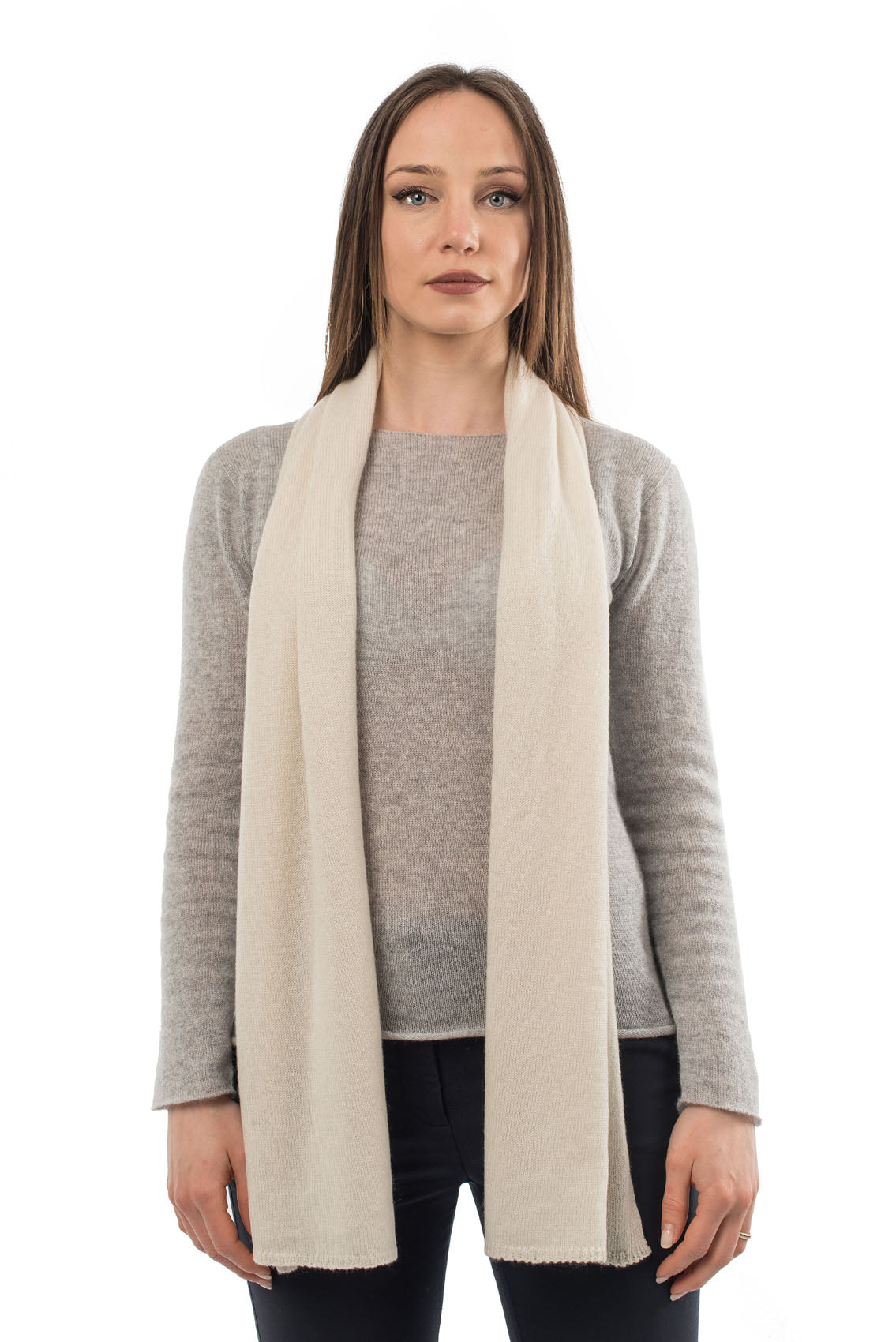 Écharpe mixte 100 % cachemire, coloris Crème | Dalle Piane Cashmere