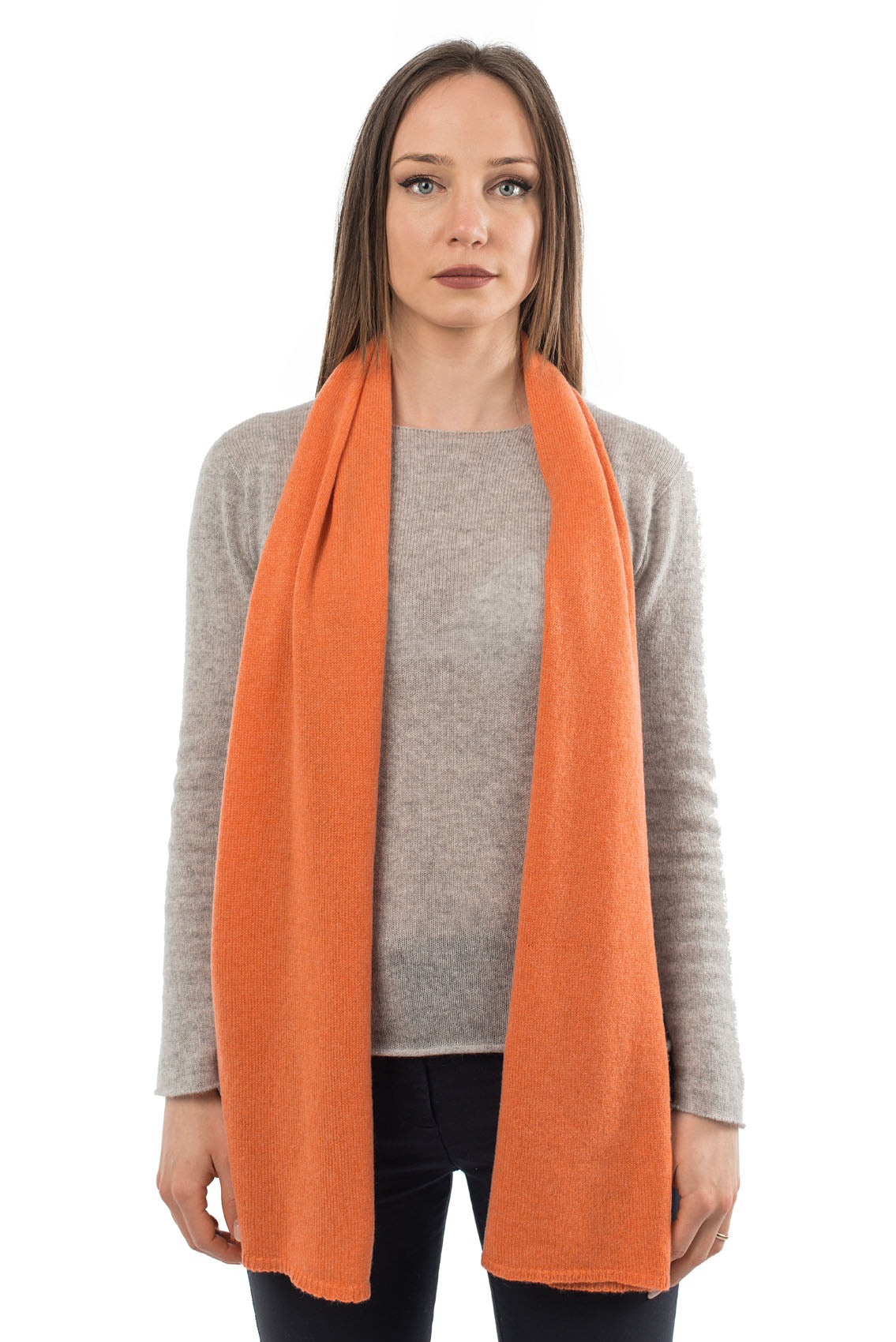 Écharpe mixte 100 % cachemire, coloris Orange | Dalle Piane Cashmere