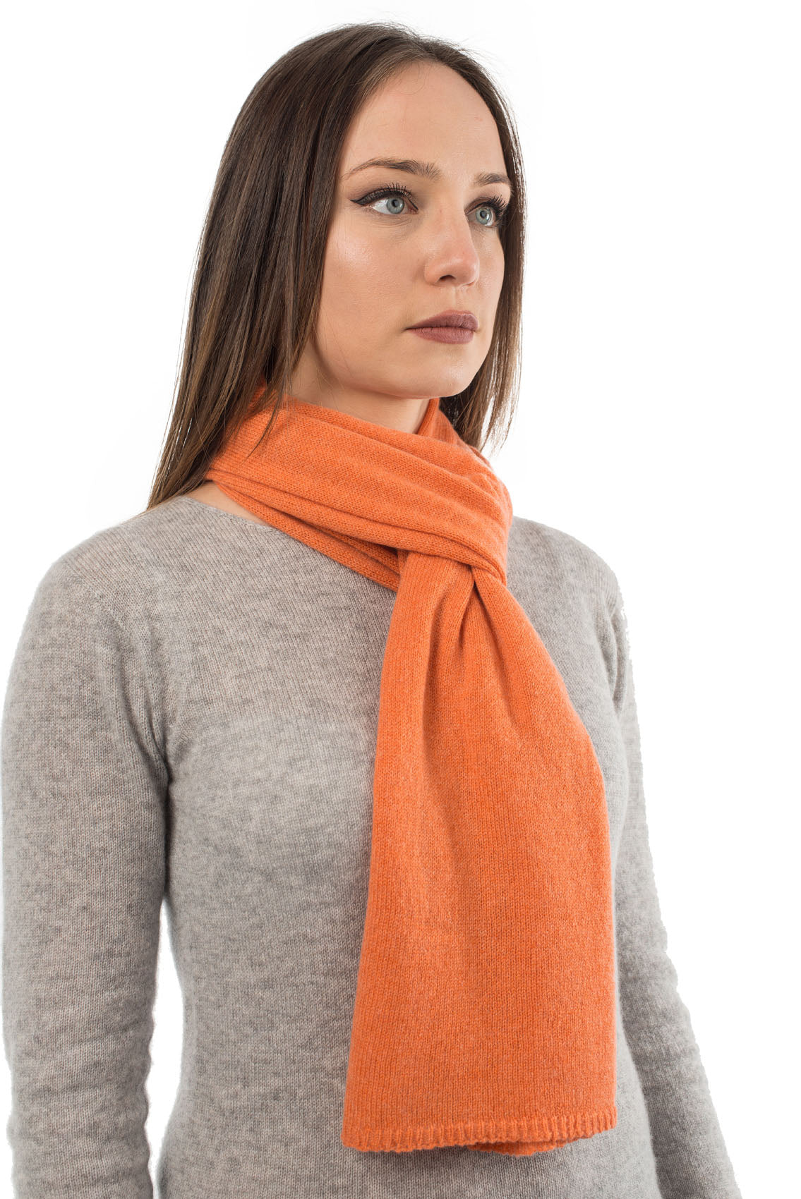 Écharpe mixte 100 % cachemire, coloris Orange, vue 2 | Dalle Piane Cashmere