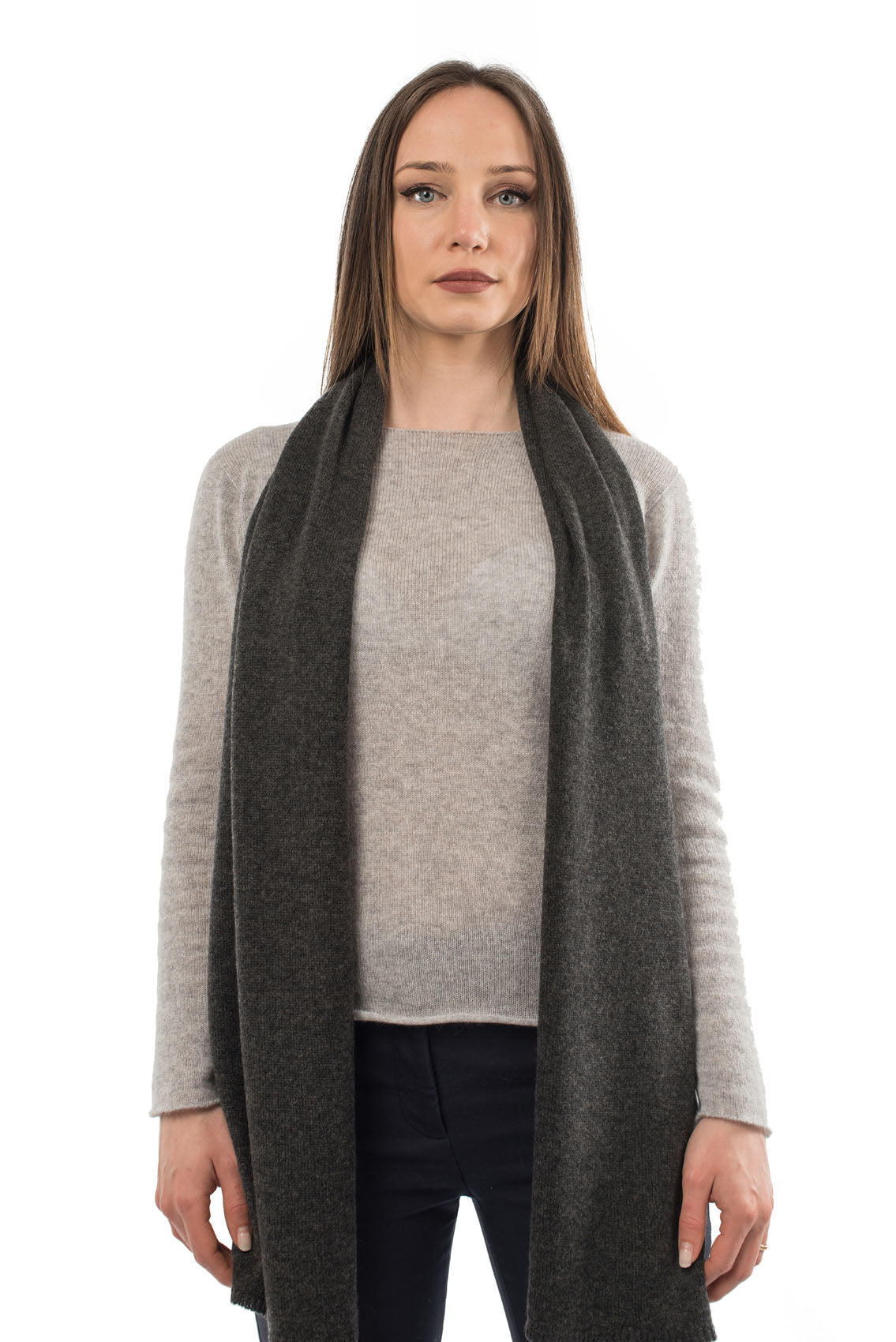 Écharpe mixte 100 % cachemire, coloris Anthracite | Dalle Piane Cashmere