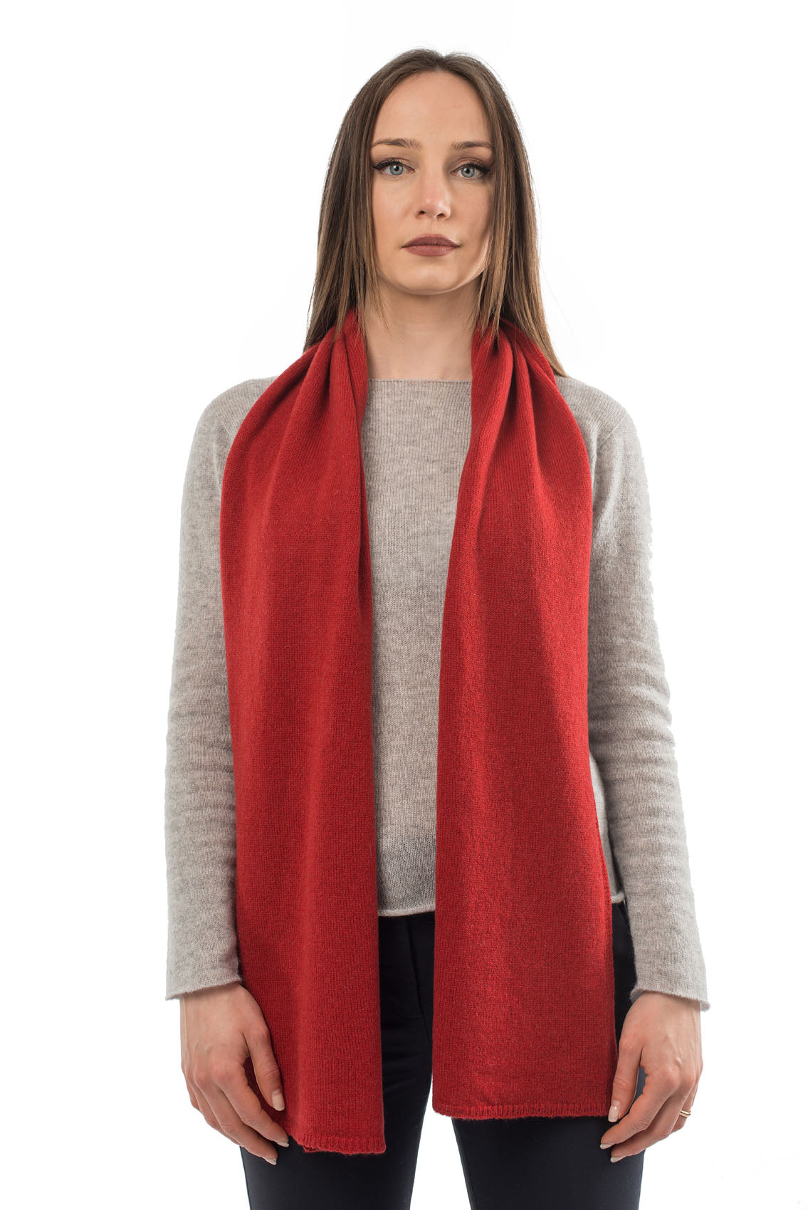 Écharpe mixte 100 % cachemire, coloris Rouge | Dalle Piane Cashmere