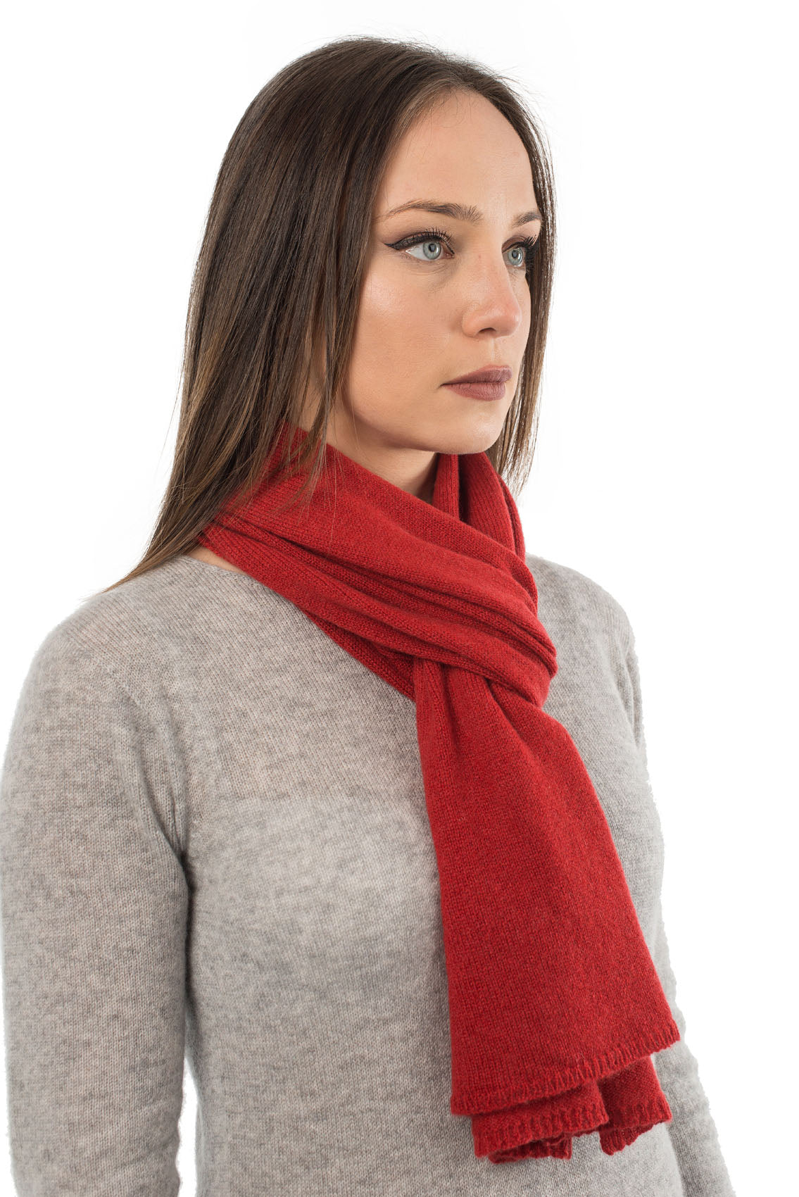 Écharpe mixte 100 % cachemire, coloris Rouge, vue 2 | Dalle Piane Cashmere