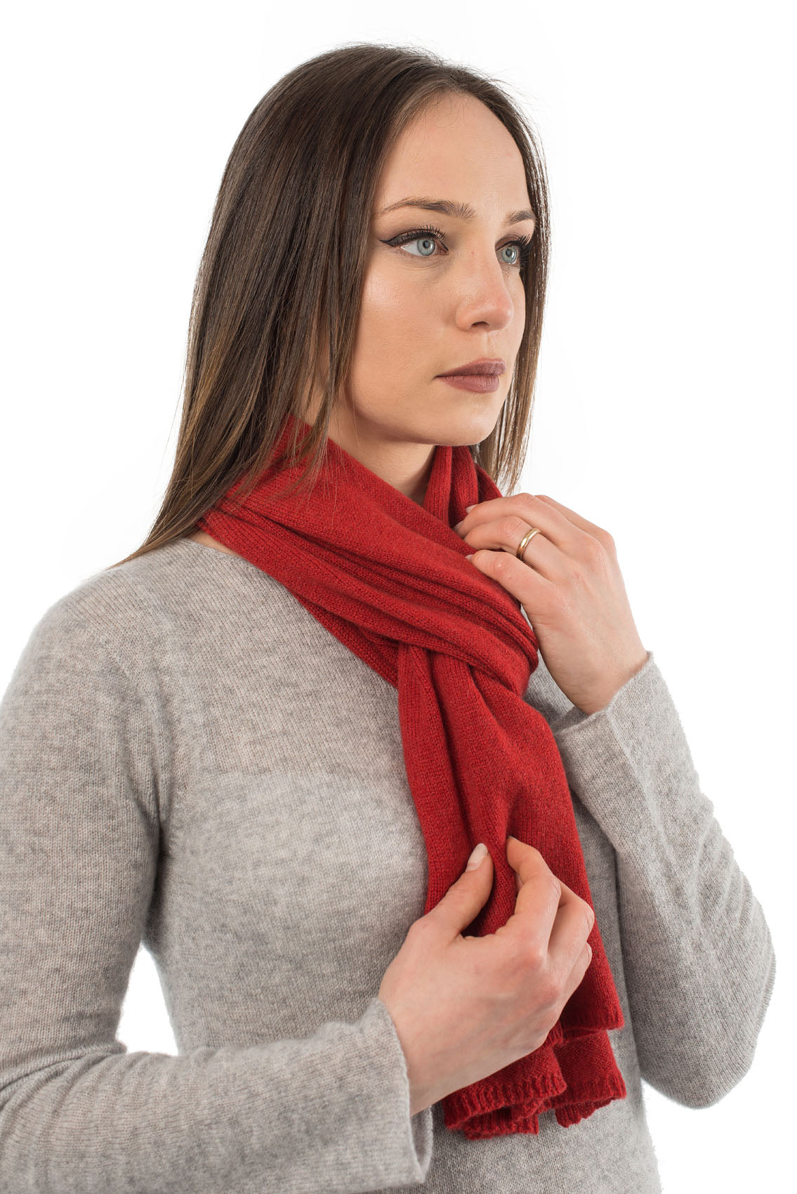 Écharpe mixte 100 % cachemire, coloris Rouge, vue 3 | Dalle Piane Cashmere