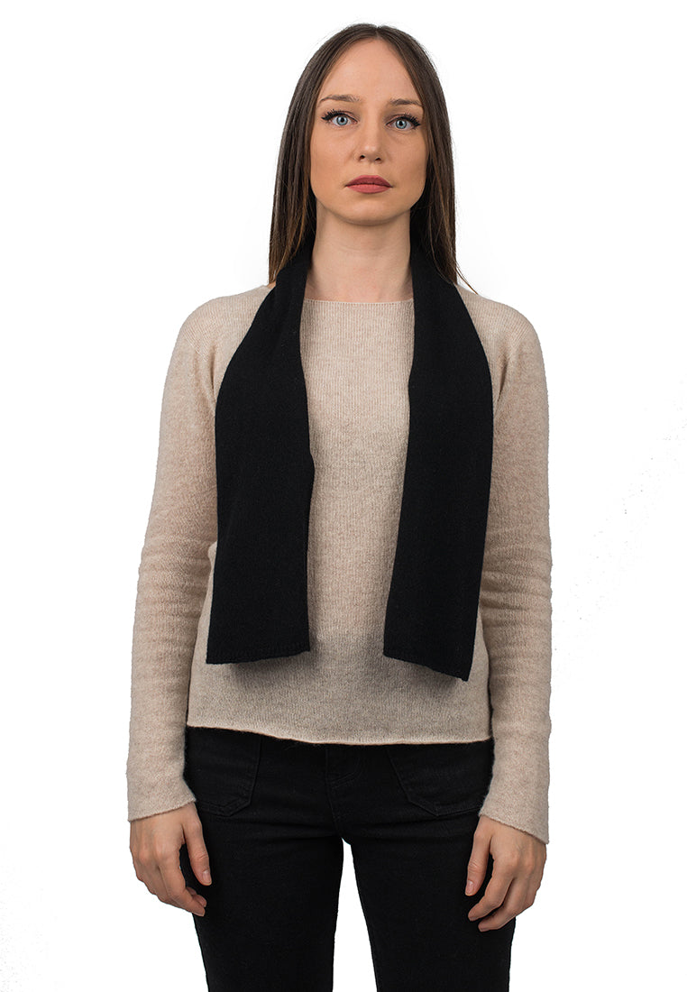Petite écharpe femme 100 % cachemire, coloris Noir | Dalle Piane Cashmere