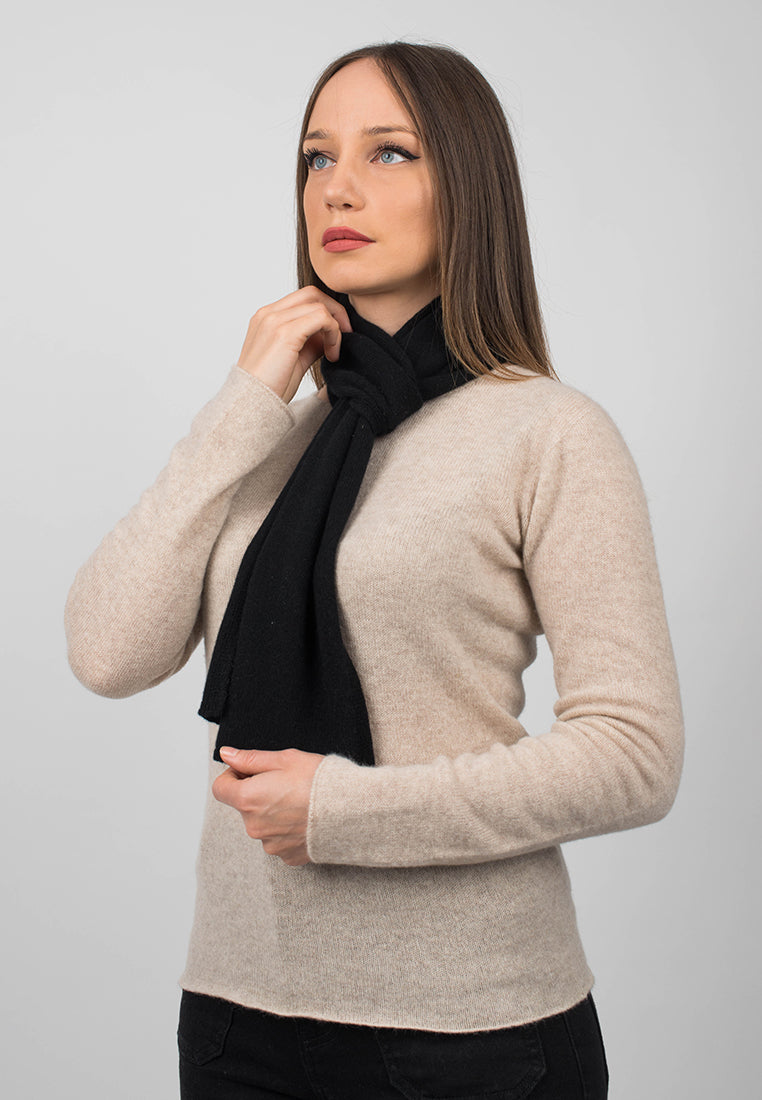 Petite écharpe femme 100 % cachemire, coloris Noir, vue 3 | Dalle Piane Cashmere