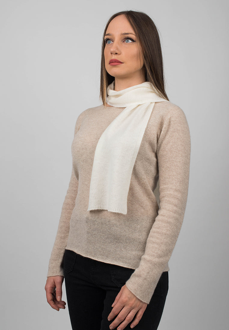 Petite écharpe femme 100 % cachemire, coloris Crème, vue 2 | Dalle Piane Cashmere