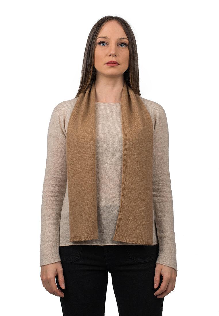 Petite écharpe femme 100 % cachemire, coloris Camel | Dalle Piane Cashmere