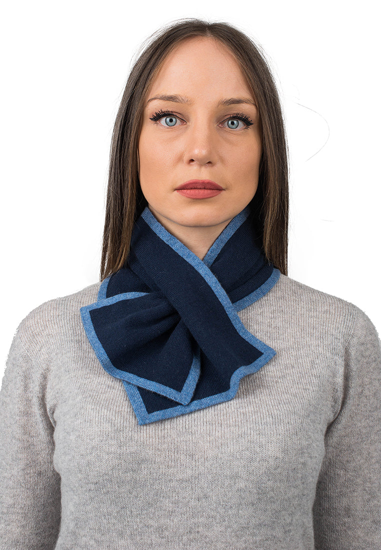 Tour de cou femme 100 % cachemire, coloris Bleu | Dalle Piane Cashmere