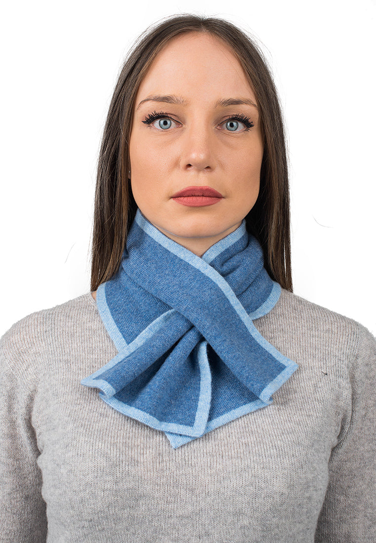 Tour de cou femme 100 % cachemire, coloris Azur | Dalle Piane Cashmere
