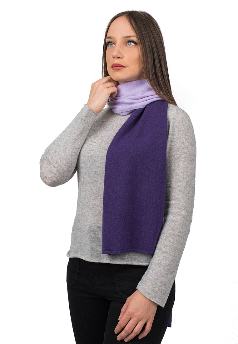 Écharpe femme bicolore 100 % cachemire, coloris Violet-Lilas | Dalle Piane Cashmere