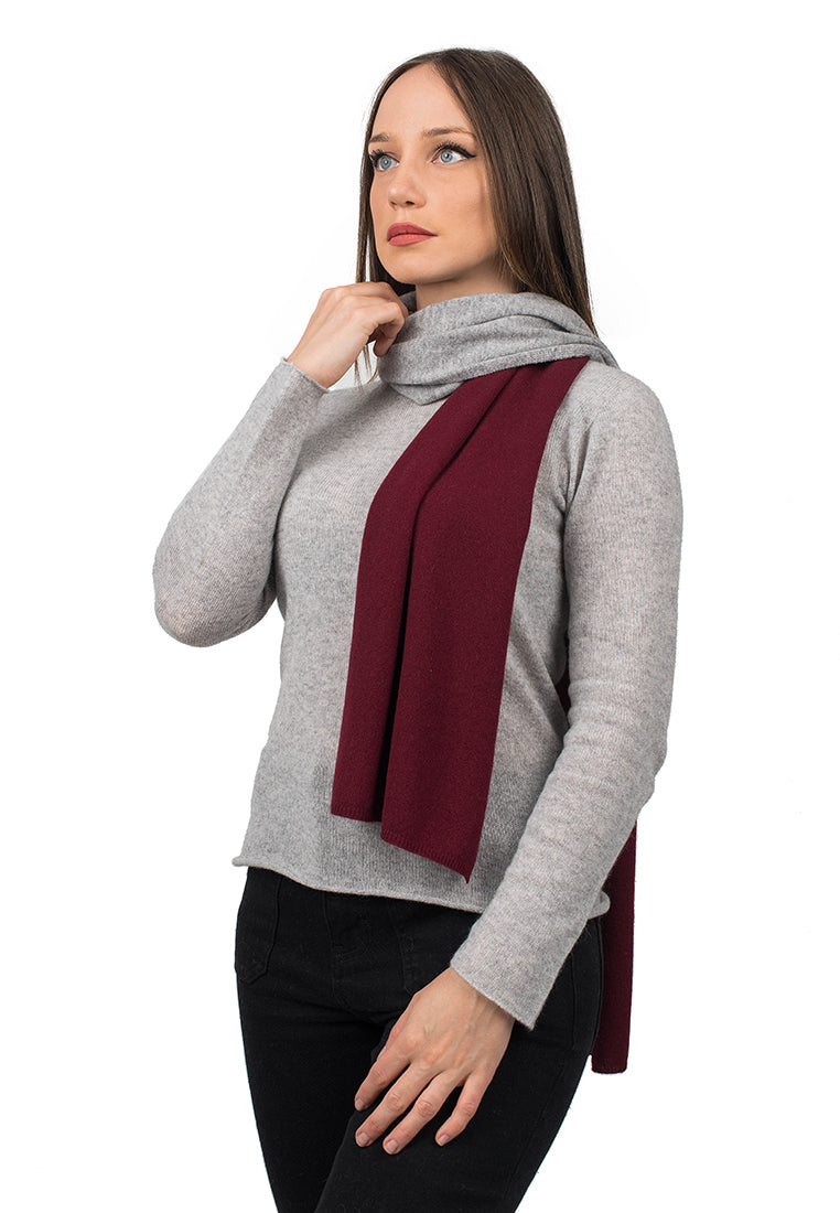 Écharpe femme bicolore 100 % cachemire, coloris Bordeaux-Gris | Dalle Piane Cashmere