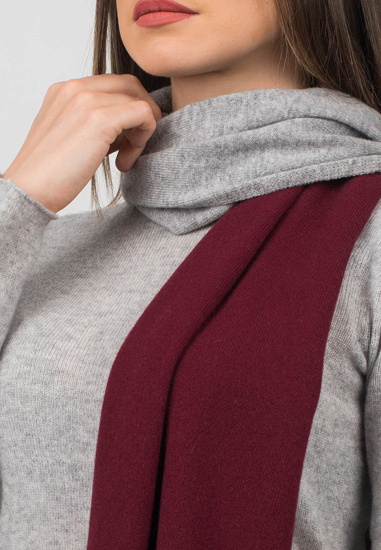 Écharpe femme bicolore 100 % cachemire, coloris Bordeaux-Gris, vue 3 | Dalle Piane Cashmere