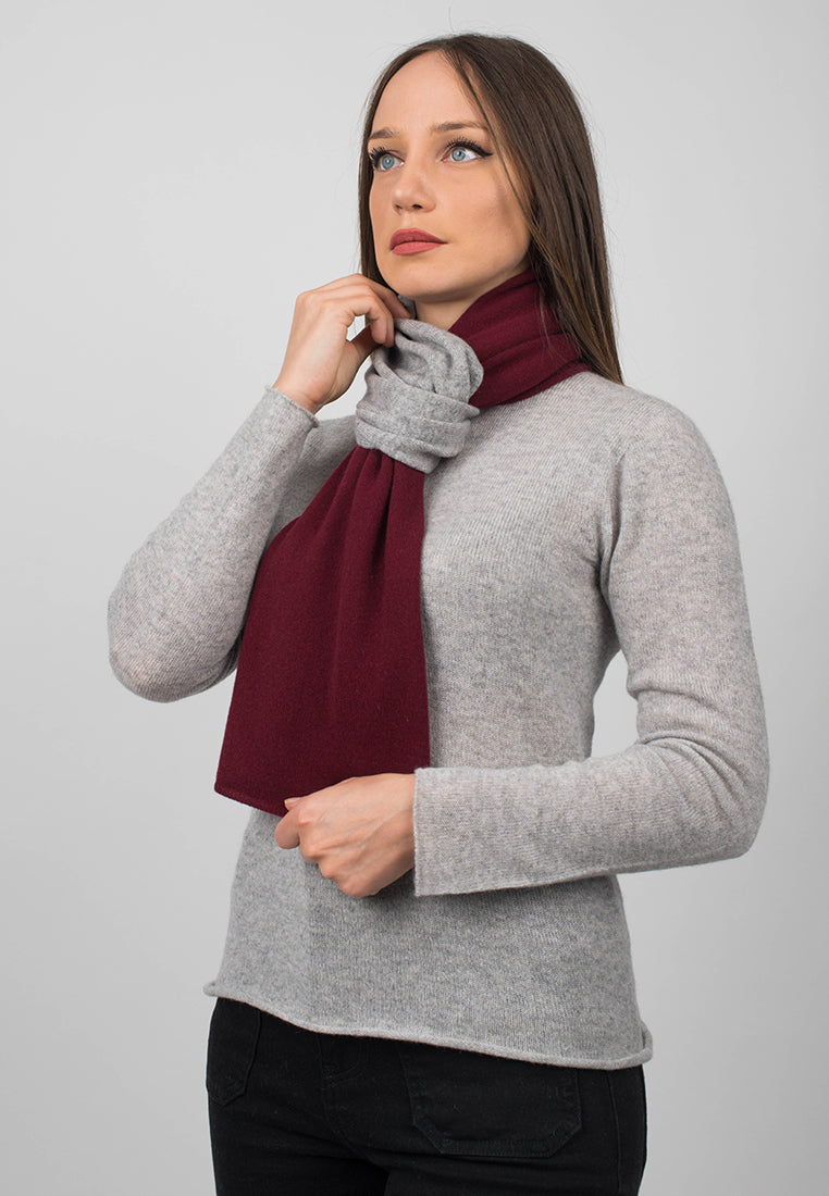 Écharpe femme bicolore 100 % cachemire, coloris Bordeaux-Gris, vue 4 | Dalle Piane Cashmere