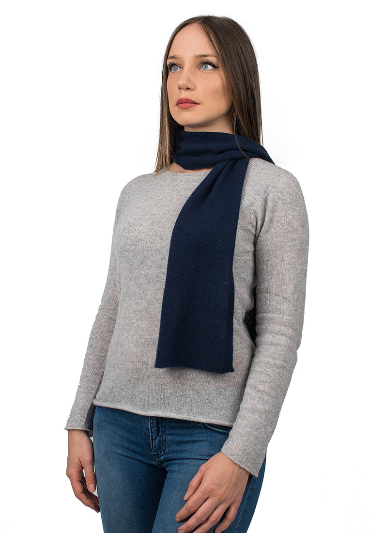 Petite écharpe femme 100 % cachemire, coloris Bleu | Dalle Piane Cashmere