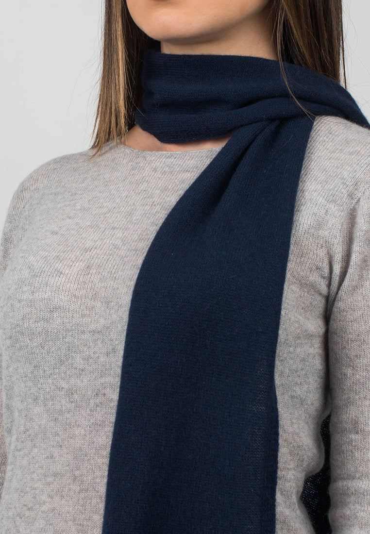 Petite écharpe femme 100 % cachemire, coloris Bleu, vue 3 | Dalle Piane Cashmere
