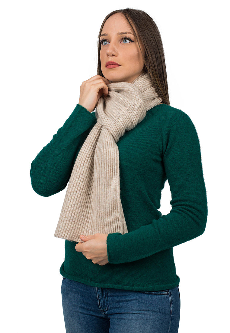 Sciarpa maglia inglese Donna 100% Cashmere, colore Beige | Dalle Piane Cashmere