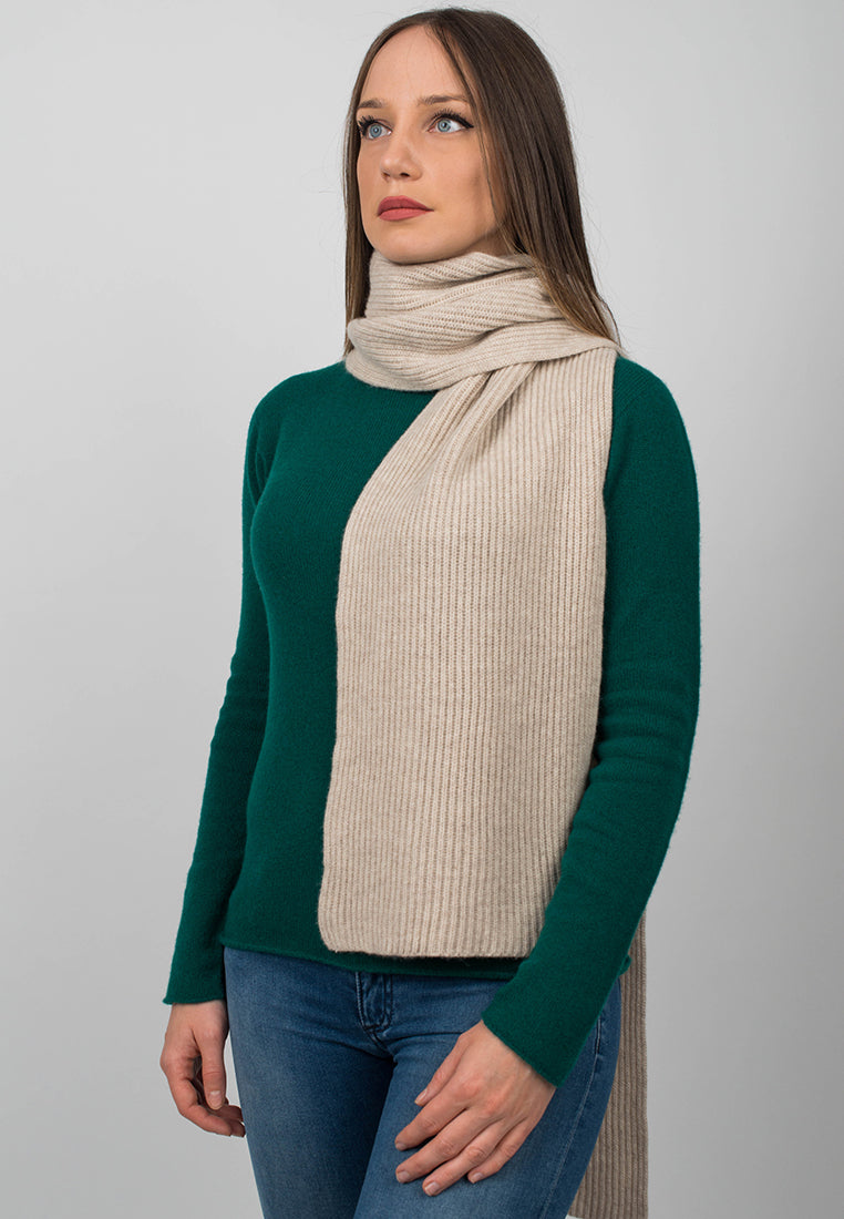Sciarpa maglia inglese Donna 100% Cashmere, colore Beige, vista 2 | Dalle Piane Cashmere