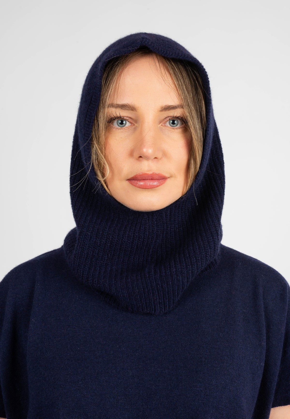 Cagoule mélange cachemire, coloris Bleu | Dalle Piane Cashmere