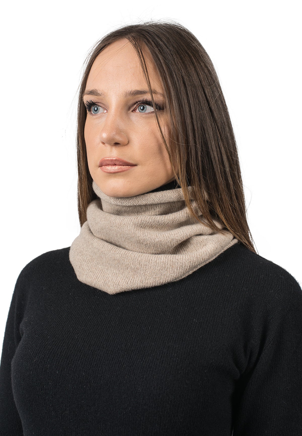 Sciarpa anello in cashmere rigenerato, colore Beige | Dalle Piane Cashmere