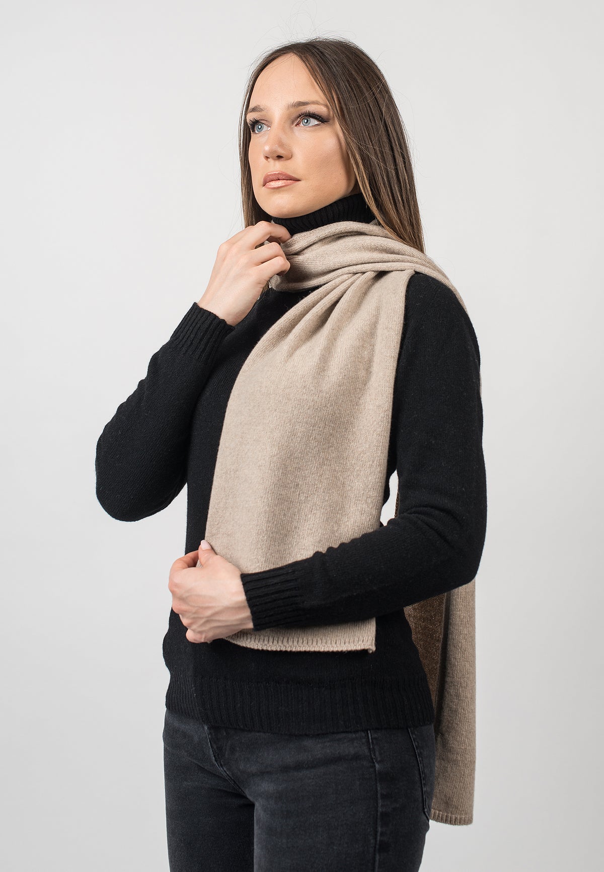 Écharpe femme en cachemire régénéré, coloris Beige, vue 3 | Dalle Piane Cashmere