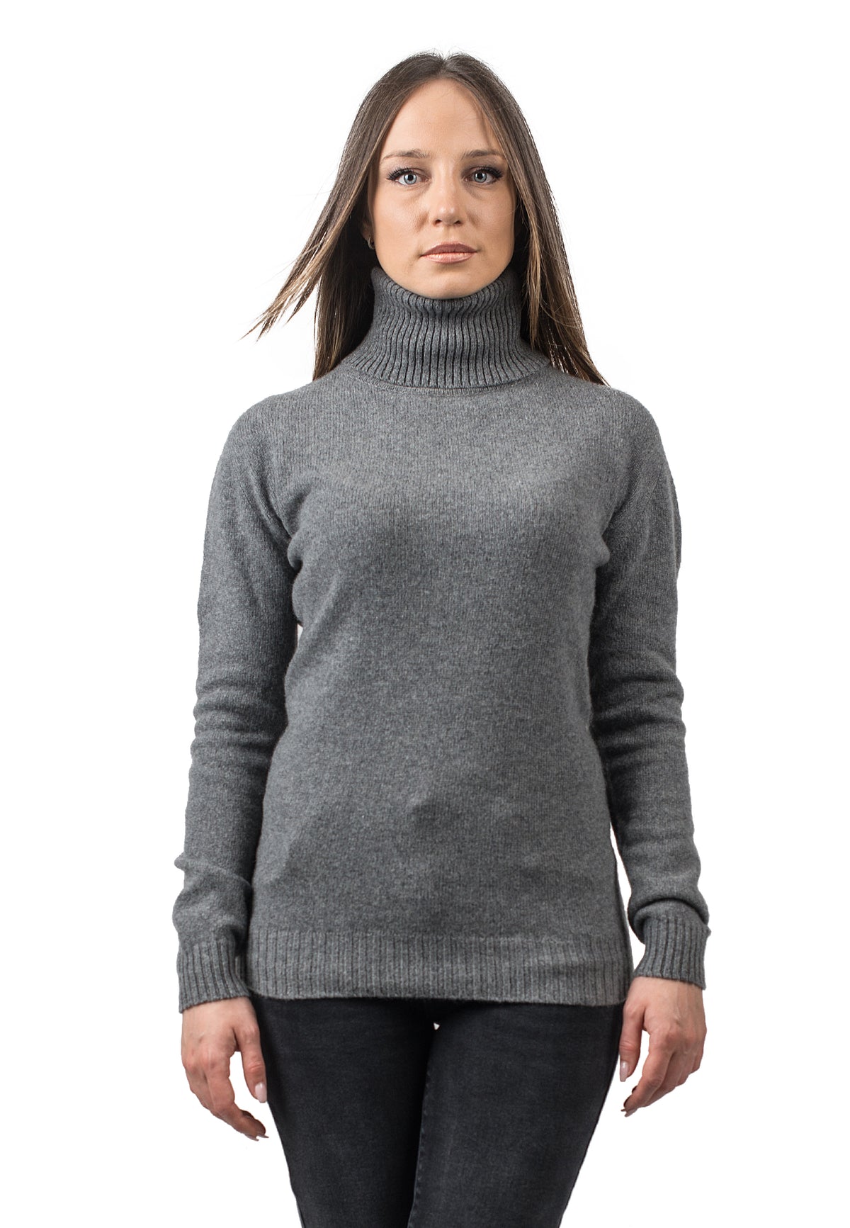 Pull col roulé femme en cachemire régénéré, coloris Gris | Dalle Piane Cashmere