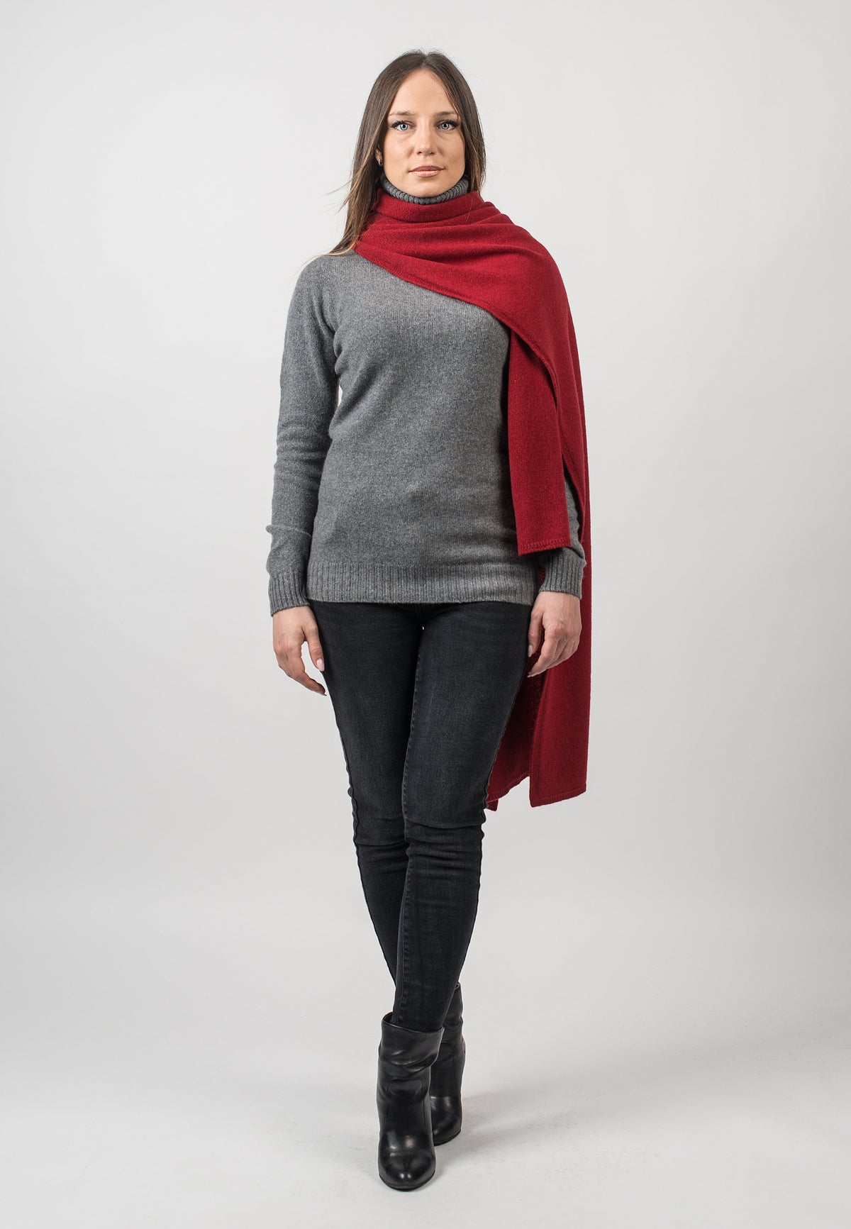 Étole femme en cachemire régénéré, coloris Rouge, vue 2 | Dalle Piane Cashmere