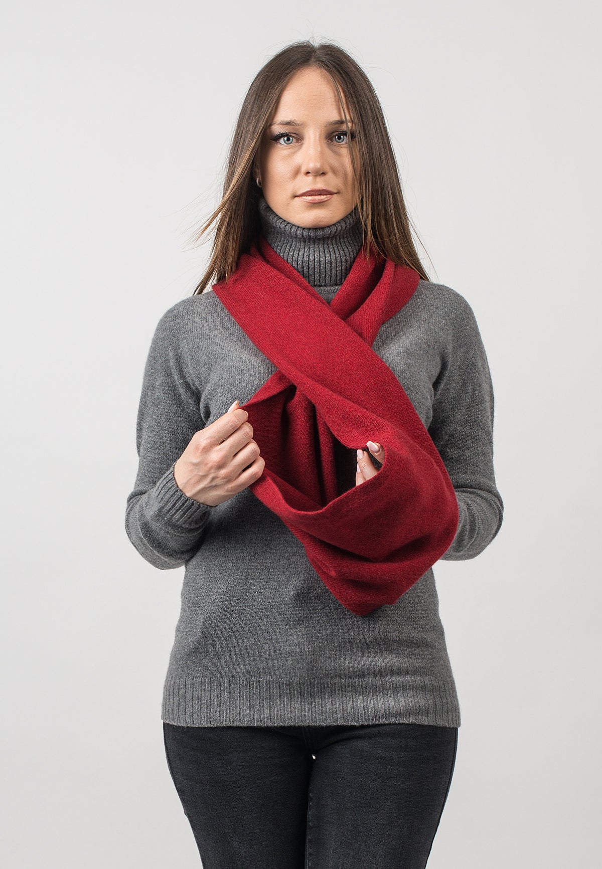 Snood femme en cachemire régénéré, coloris Rouge, vue 2 | Dalle Piane Cashmere