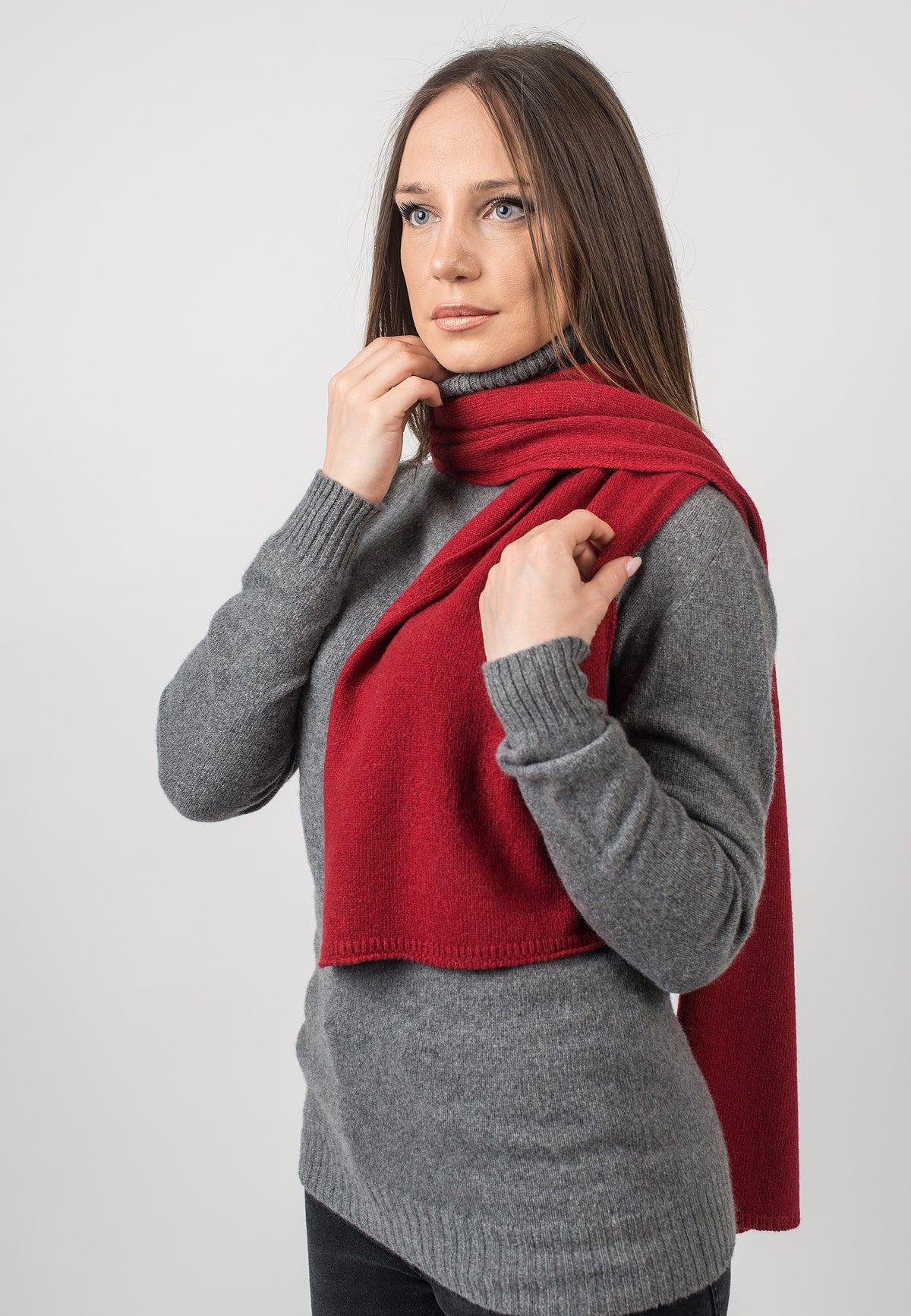 Écharpe femme en cachemire régénéré, coloris Rouge, vue 3 | Dalle Piane Cashmere