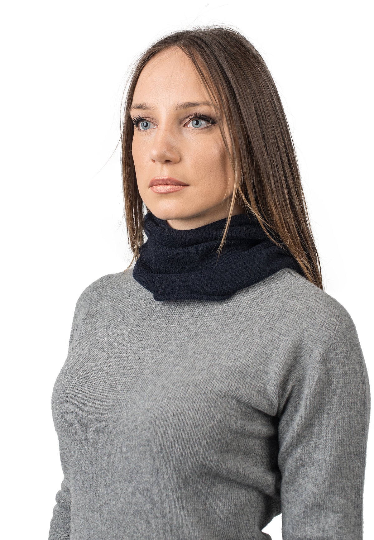 Tour de cou femme en cachemire régénéré, coloris Bleu | Dalle Piane Cashmere