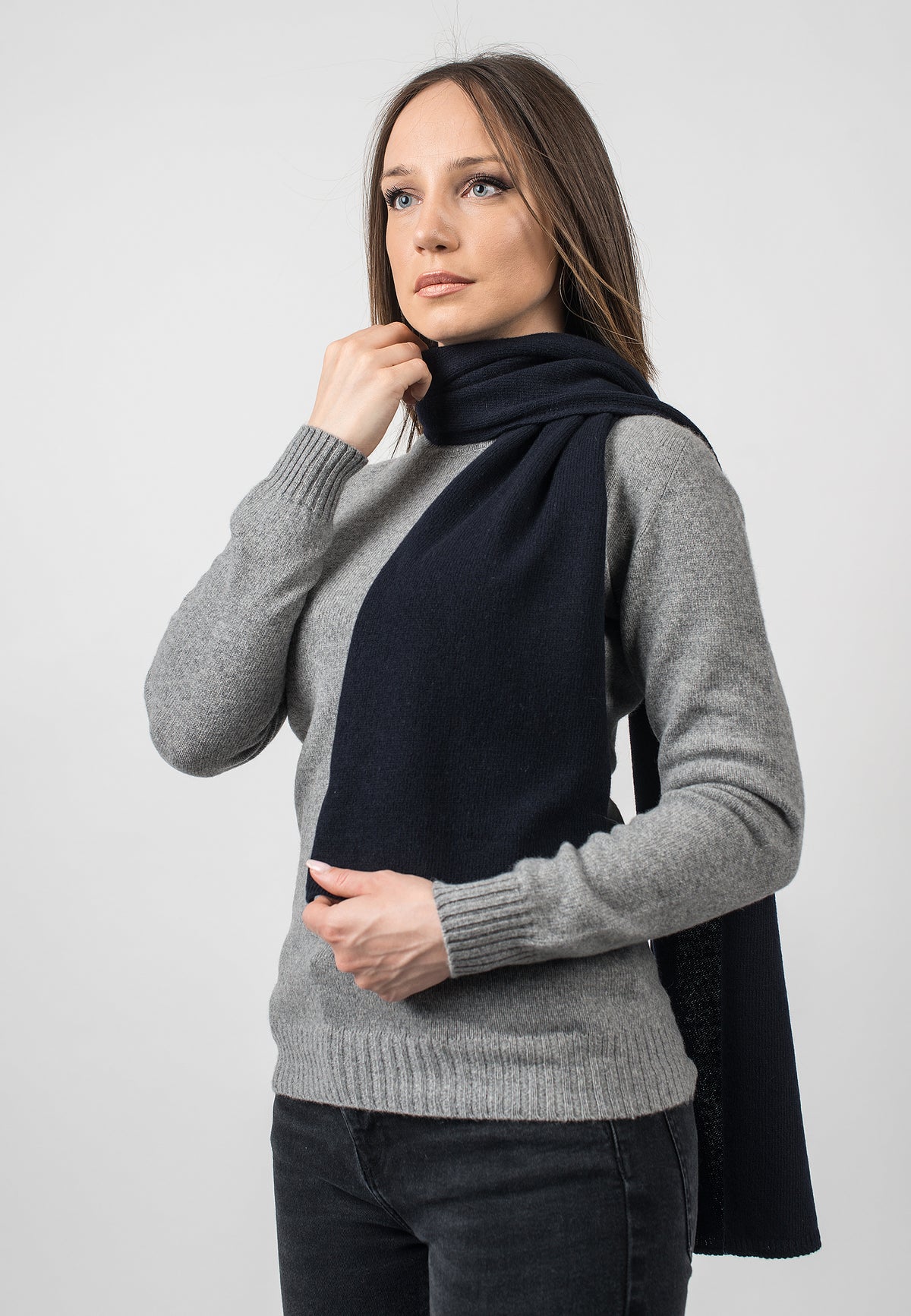 Écharpe femme en cachemire régénéré, coloris Bleu, vue 3 | Dalle Piane Cashmere