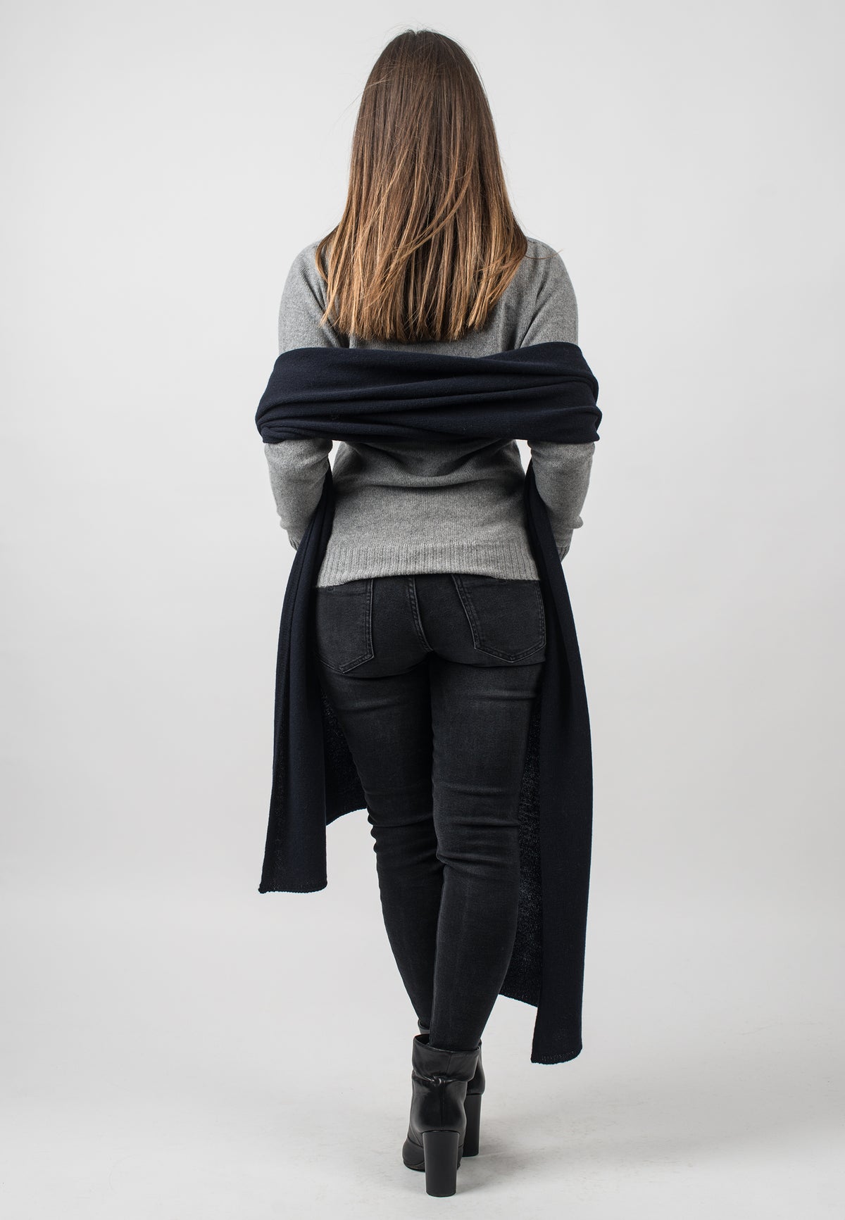 Étole femme en cachemire régénéré, coloris Bleu, vue 3 | Dalle Piane Cashmere