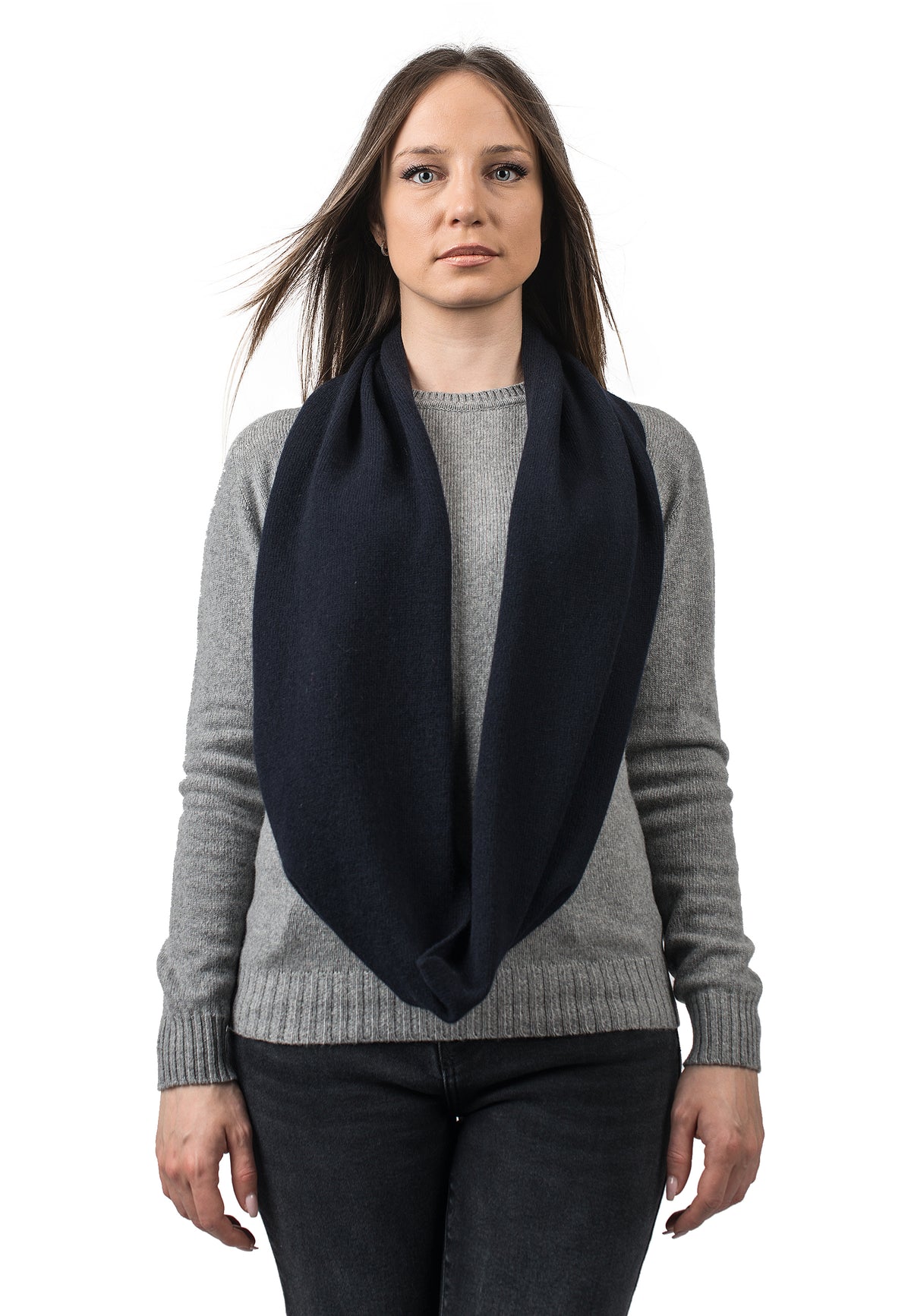 Snood femme en cachemire régénéré, coloris Bleu | Dalle Piane Cashmere