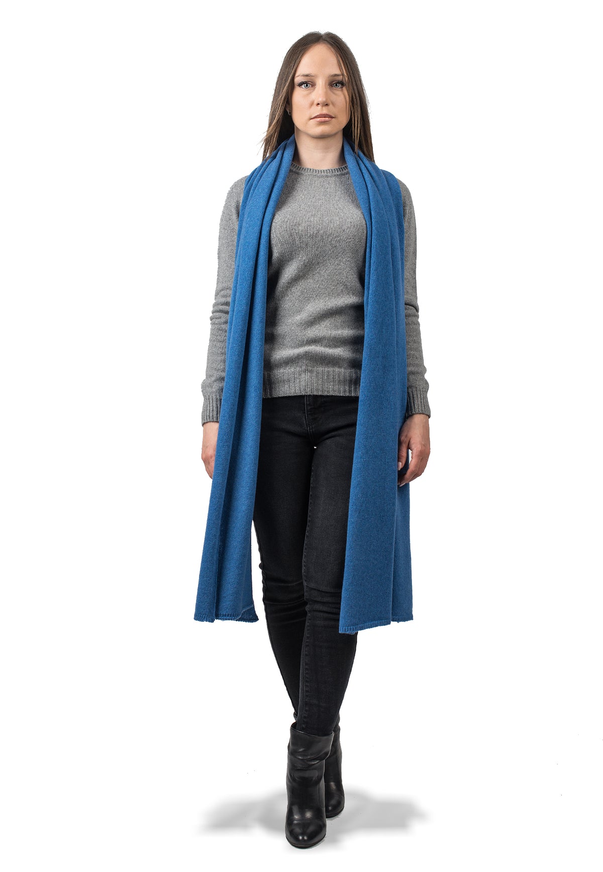 Étole femme en cachemire régénéré, coloris Azur | Dalle Piane Cashmere