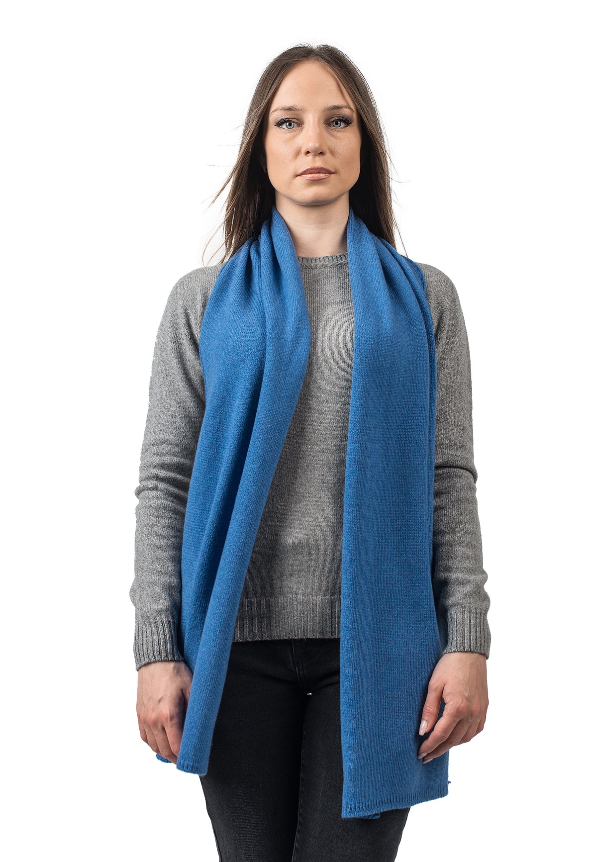 Écharpe femme en cachemire régénéré, coloris Azur | Dalle Piane Cashmere