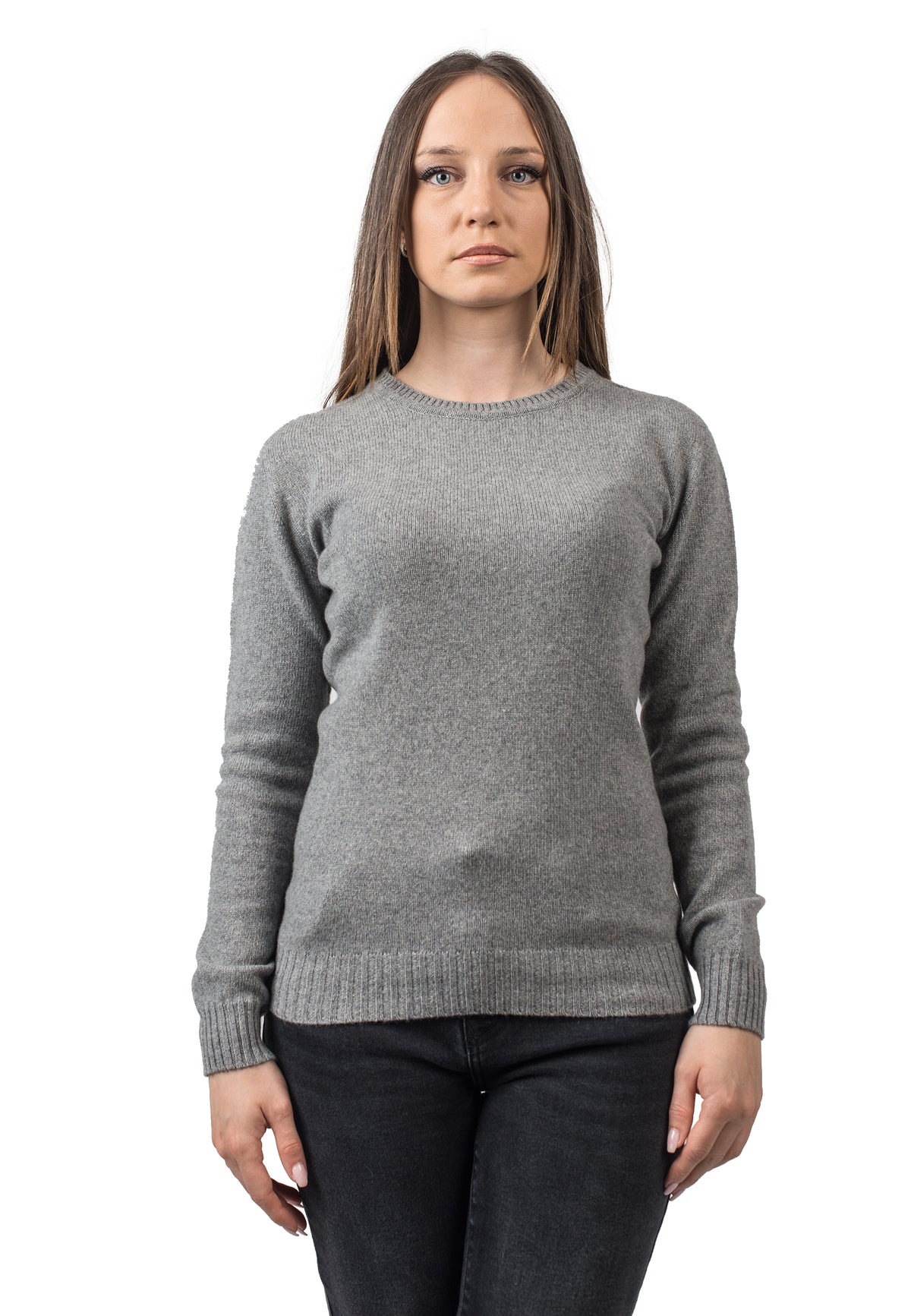 Pull col rond femme en cachemire régénéré, coloris Gris | Dalle Piane Cashmere