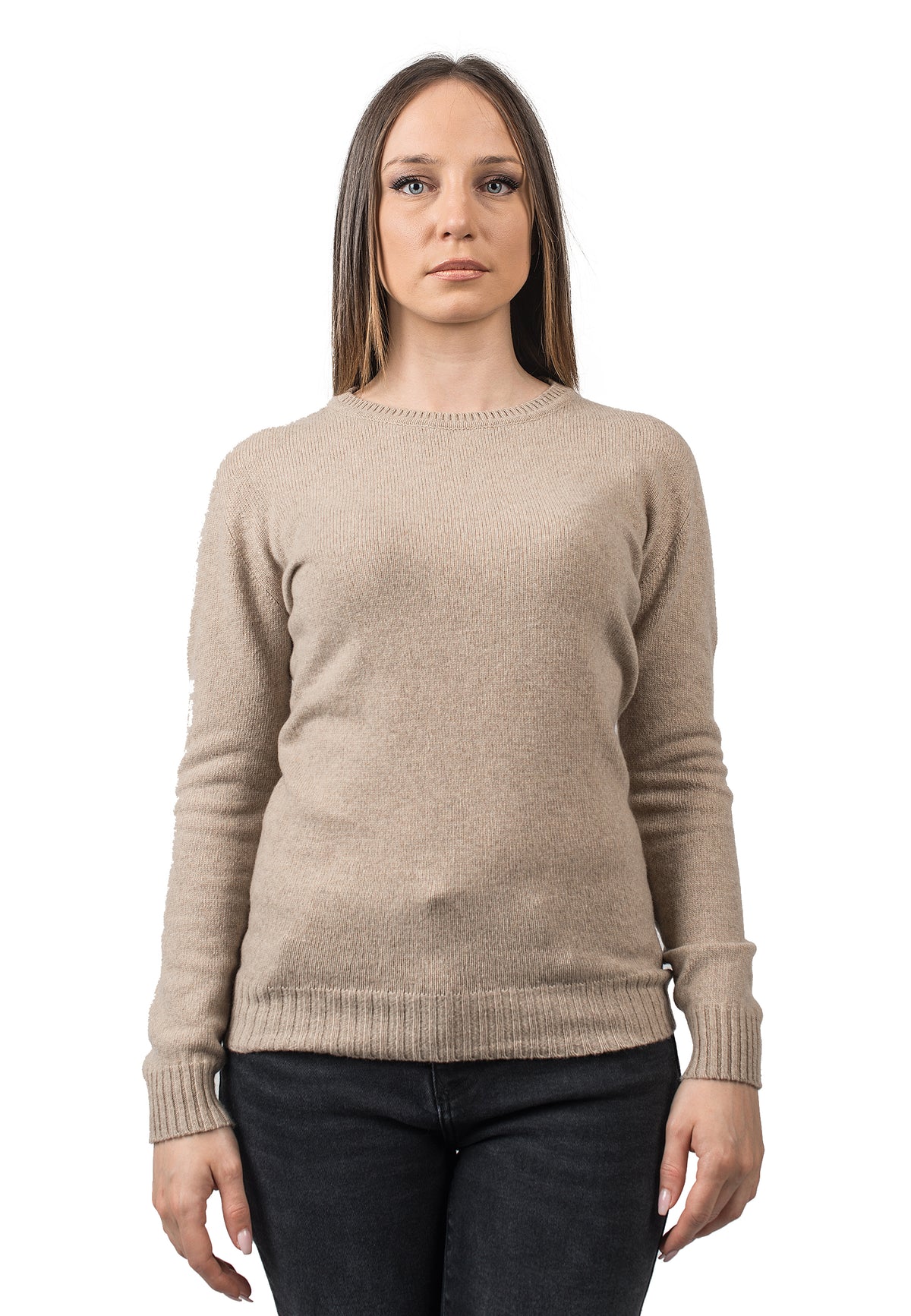 Girocollo Donna in cashmere rigenerato, colore Beige | Dalle Piane Cashmere